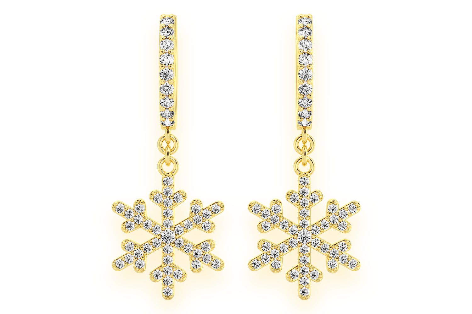 Icebox - Snowflake Dangling Hoop Diamond Earrings 14k Solid