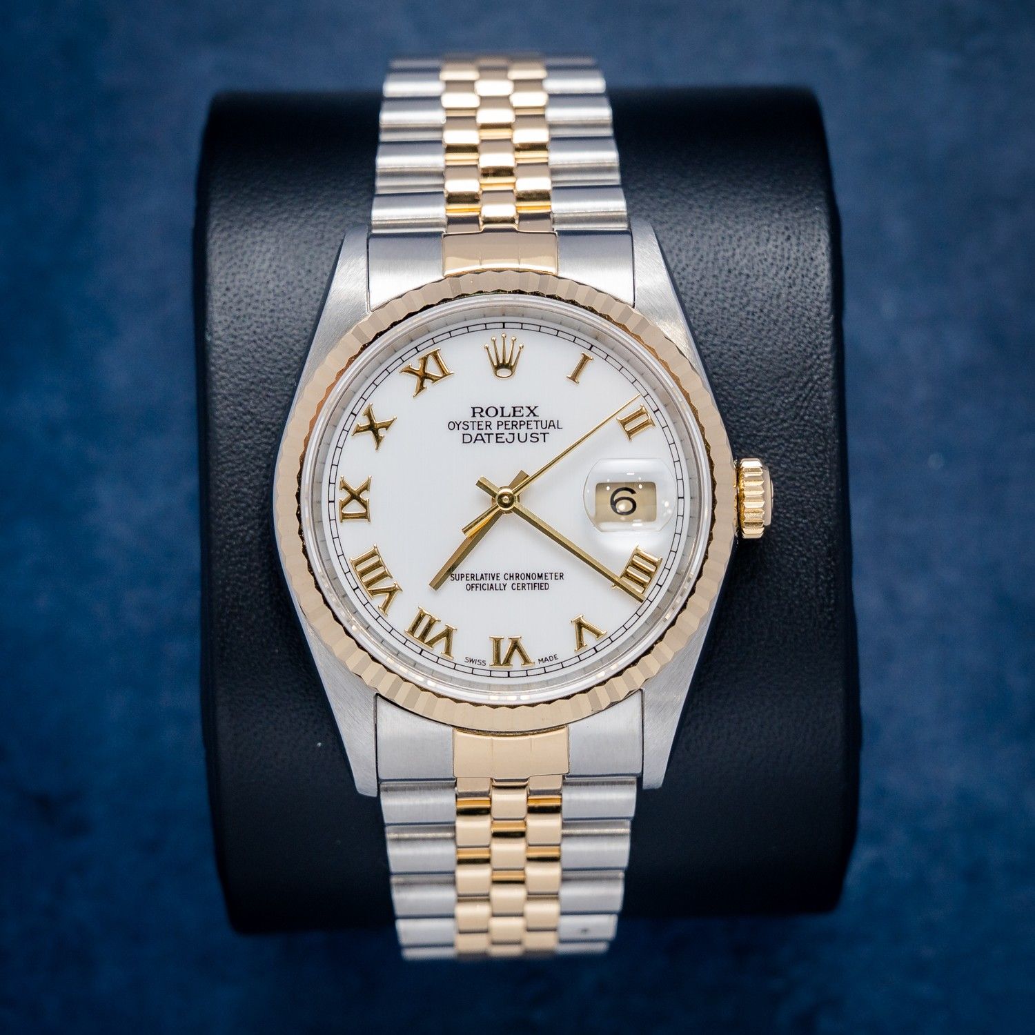 Rolex Datejust (16233) 36MM - Steel & Yellow Gold - White Roman - Jubilee Brac - 1990 Papers & Box