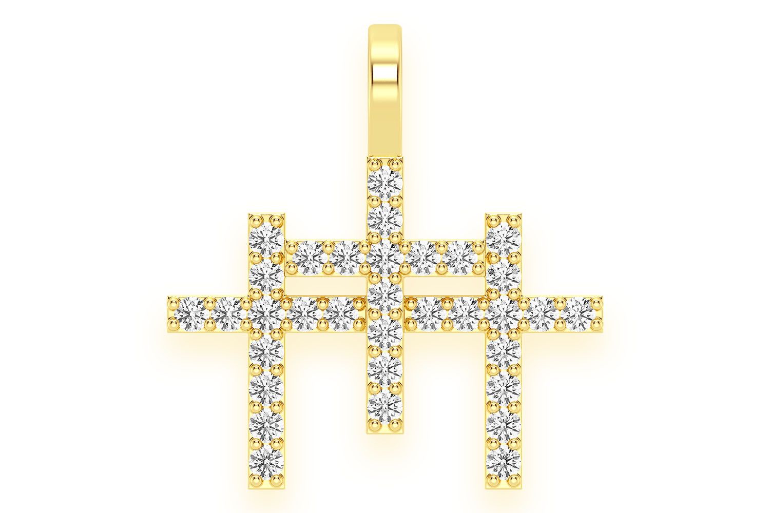 ★TOUT Y EST★ Dimond Plan Cross 16 RCBRX23216PUL Icebox - Triple Cross Diamond Pendant 14k Solid Gold 0.45ctw
