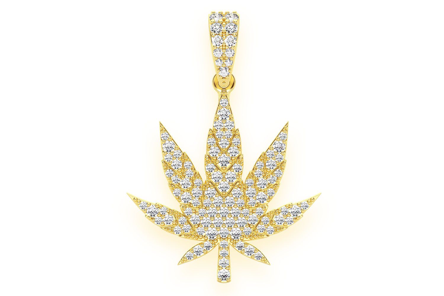 送税込【King Ice】HIGH RISE CANNABIS LEAF NECKLACE 2.9インチ High Rise Cannabis Leaf Necklace | Cannabis Jewelry – King Ice