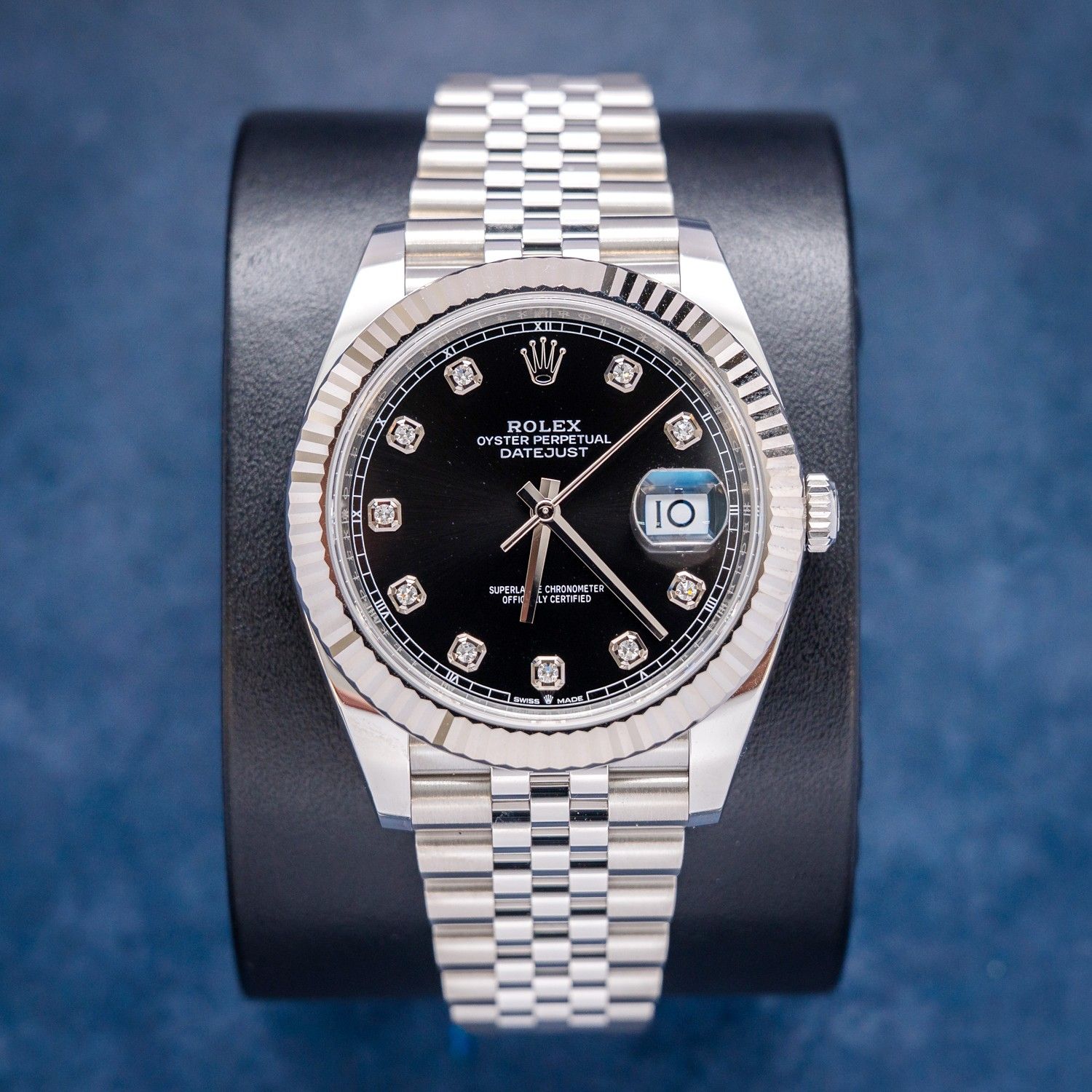 Rolex Datejust 41MM (126334) Steel & White Gold Bezel - Black Diamond Dial - 2025 Card+WT