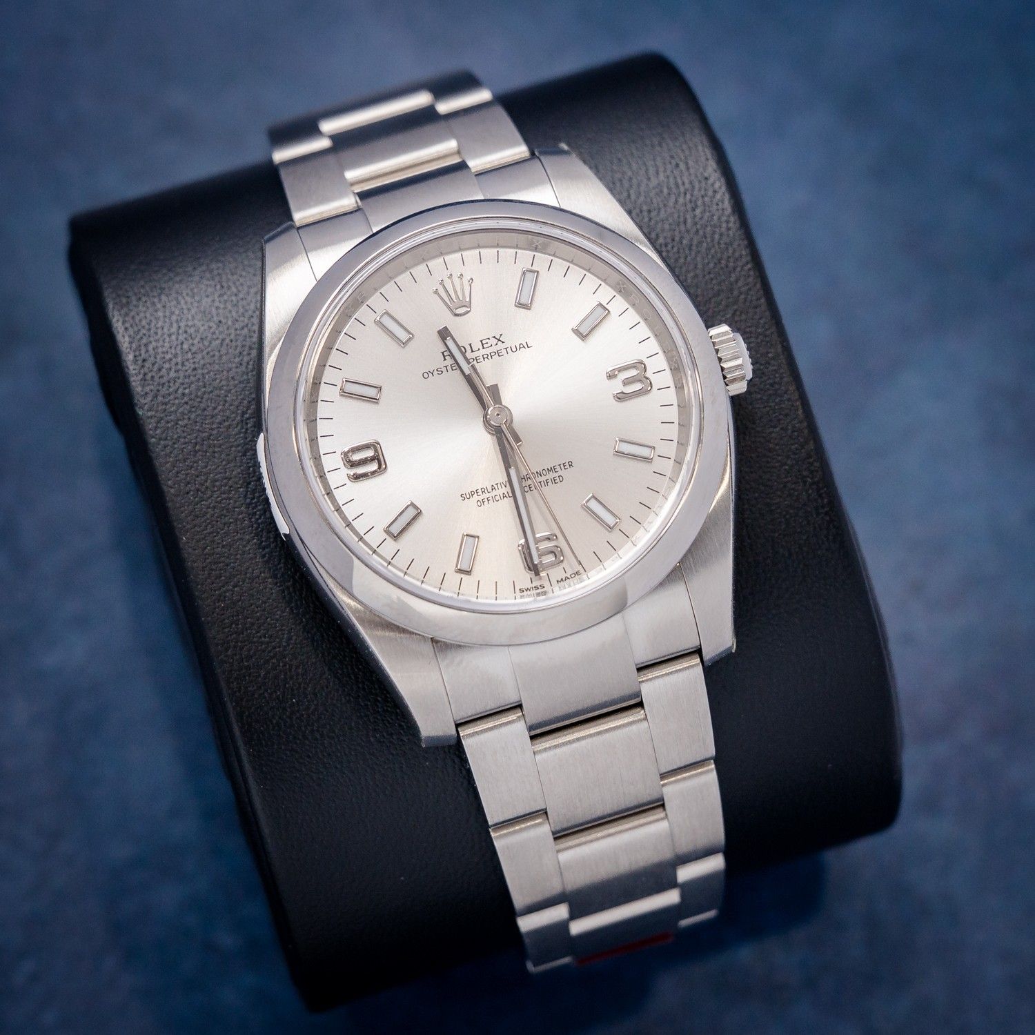 Rolex Oyster Perpetual 34MM (114200) - Steel - Silver Arabic Numerals Dial - 2018 Card+WT & Box