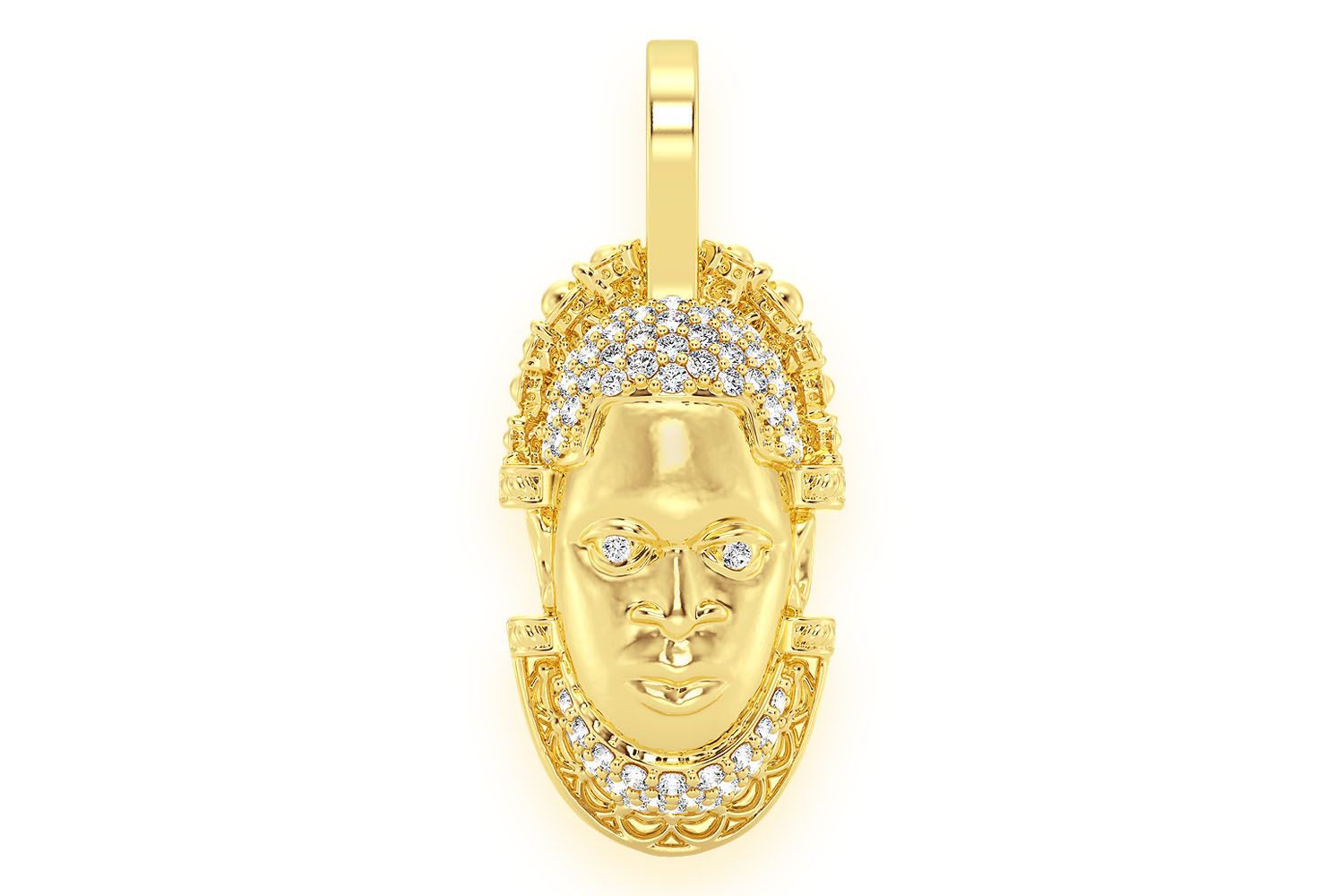 Icebox - Edo Mask Diamond Pendant 14k Solid Gold 0.25ctw