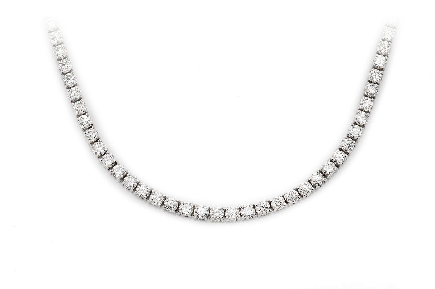 Icebox - 12pt Prong Set Diamond Tennis Necklace 14k Solid Gold
