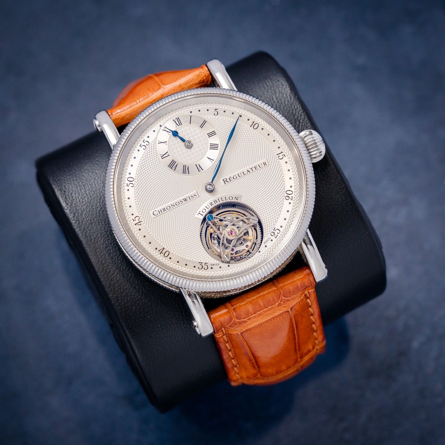 Chronoswiss Regulateur Tourbillon 38MM (CH3123) - Steel - Leather Strap - Watch, Box, Complete Set