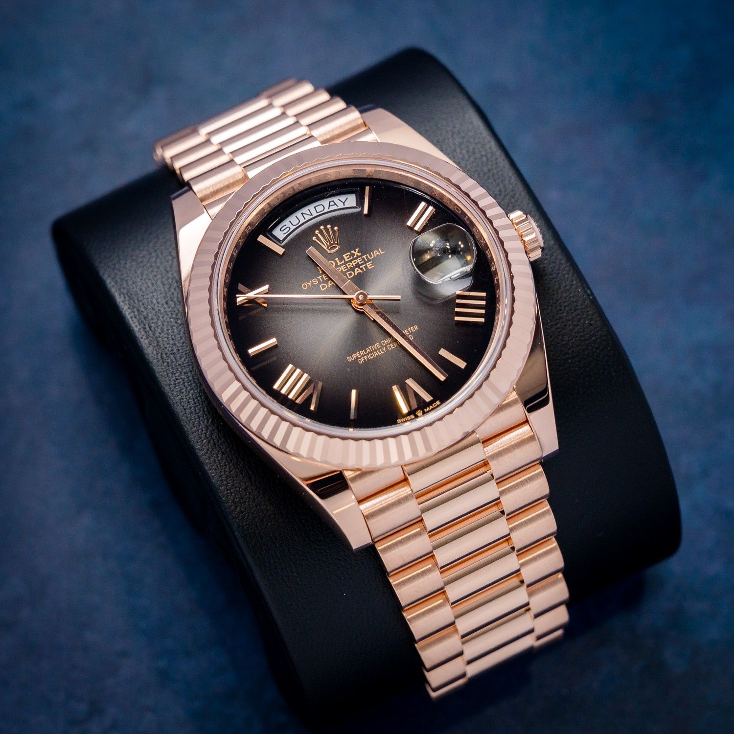 Rolex Day Date 40MM (228235) Rose Gold Presidential - Slate Ombre - Rolex Box