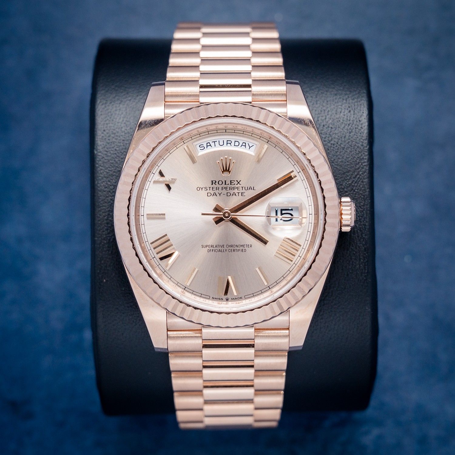 Rolex Day Date 40MM (228235) Rose Gold Presidential - Sundust Roman Dial - 2025 Card+WT & Box