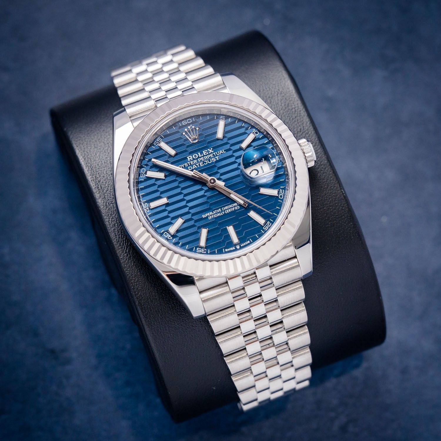 Rolex Datejust 41MM (126334) Steel & White Gold - Jubilee Brac - Blue Motif - 2021 Card & Box