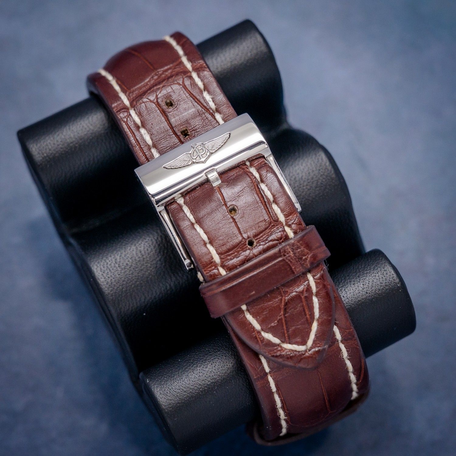 Breitling Transocean 43MM (A45310) - Day & Date - Steel - Black Dial Brown Leather Strap - Original Digi Card & Watch