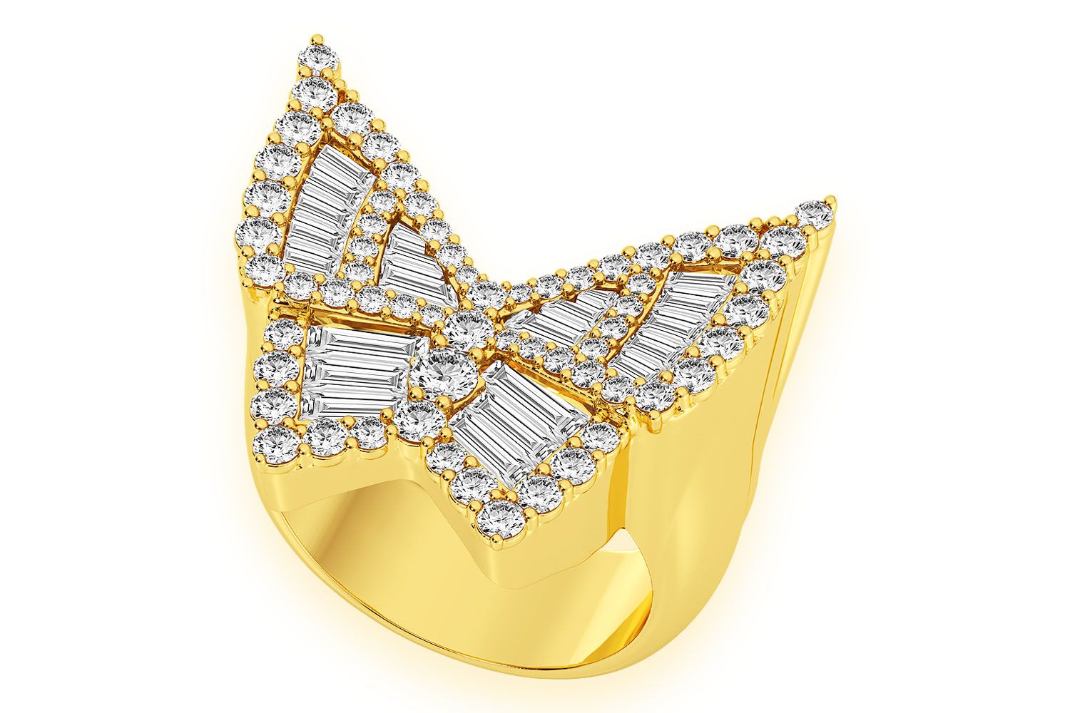 ★TOU★ [29CM Exclusive] WFN010 Baguatte Fullsetting Ring Icebox - Butterfly Baguette Signet Diamond Ring 14k Solid