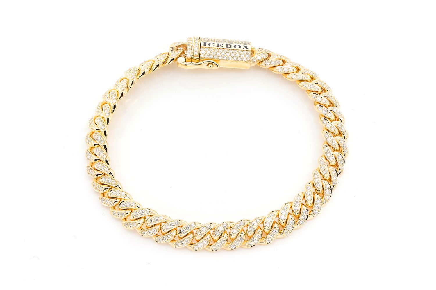 Icebox - 8MM Miami Cuban Diamond Bracelet 14k Solid Gold 4.00ctw