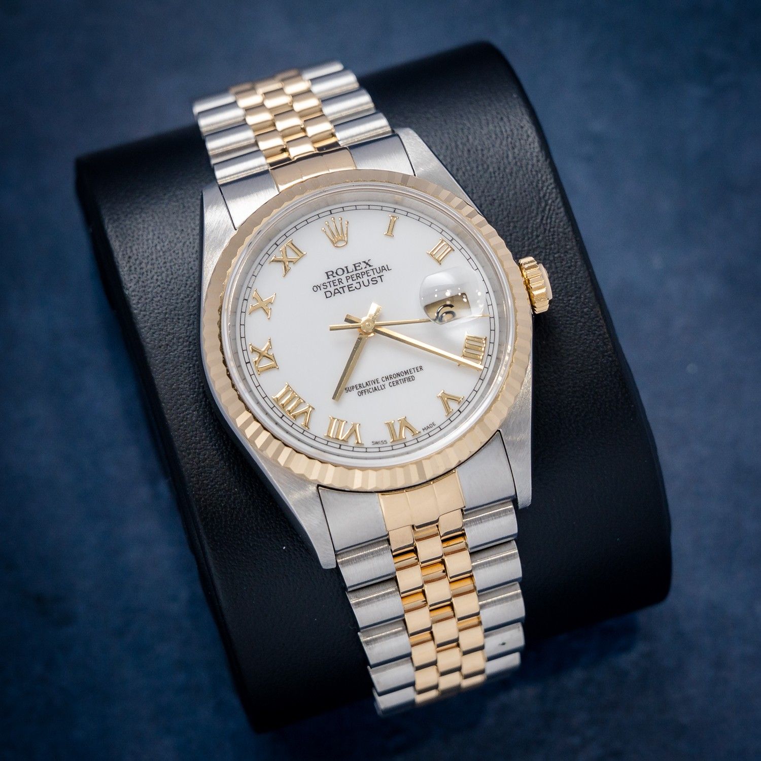 Rolex Datejust (16233) 36MM - Steel & Yellow Gold - White Roman - Jubilee Brac - 1990 Papers & Box