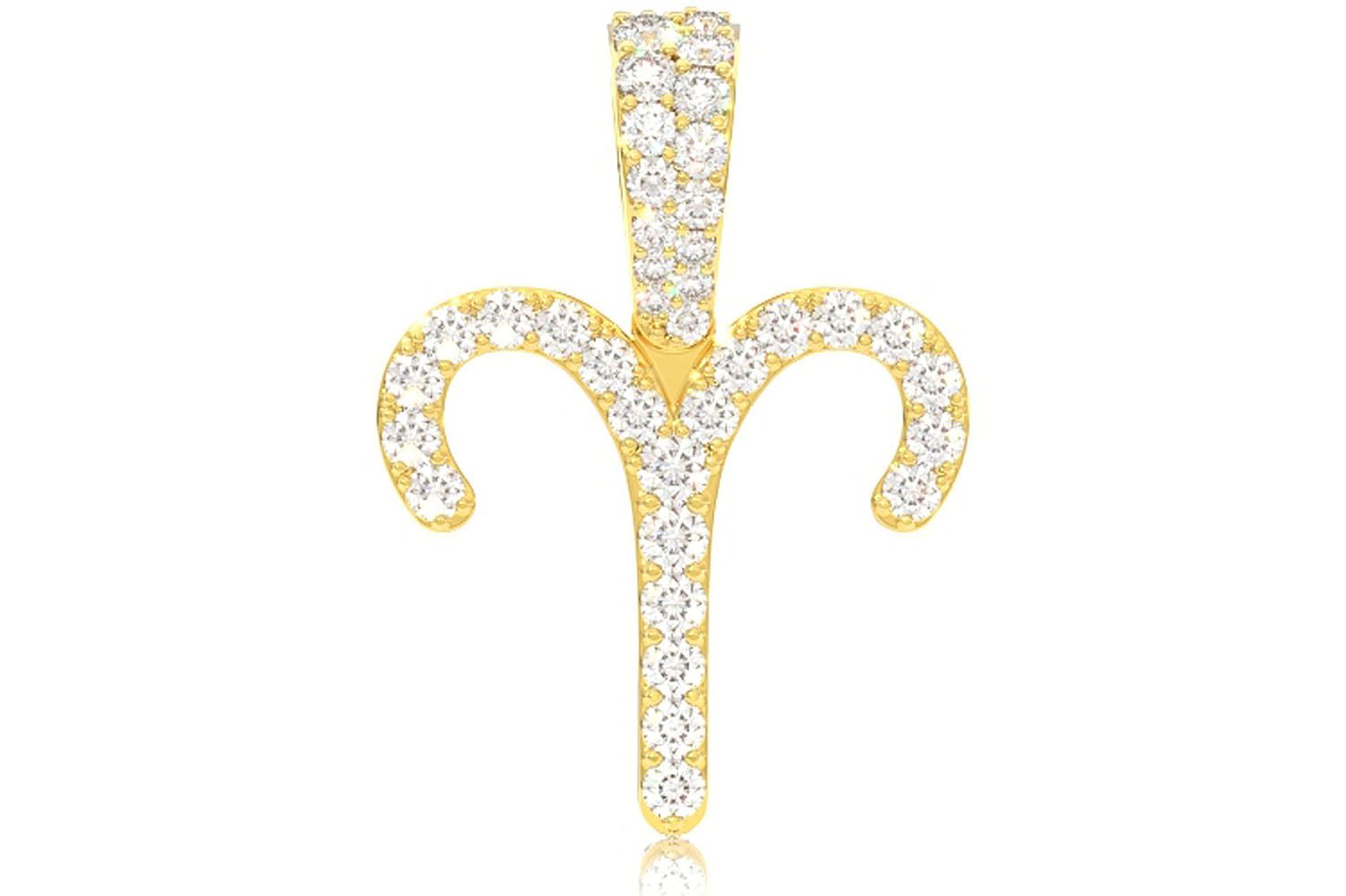 Icebox - Aries Zodiac Diamond Pendant 14k Solid Gold 0.65ctw