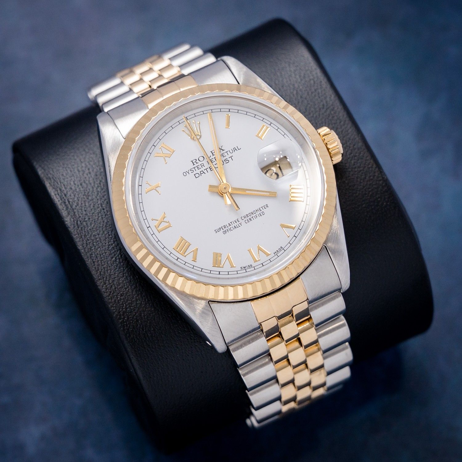 Rolex Datejust 36MM (16233) Steel & Yellow Gold - White Roman Dial - Jubilee Brac - 1990-1992 Production - Watch & Box