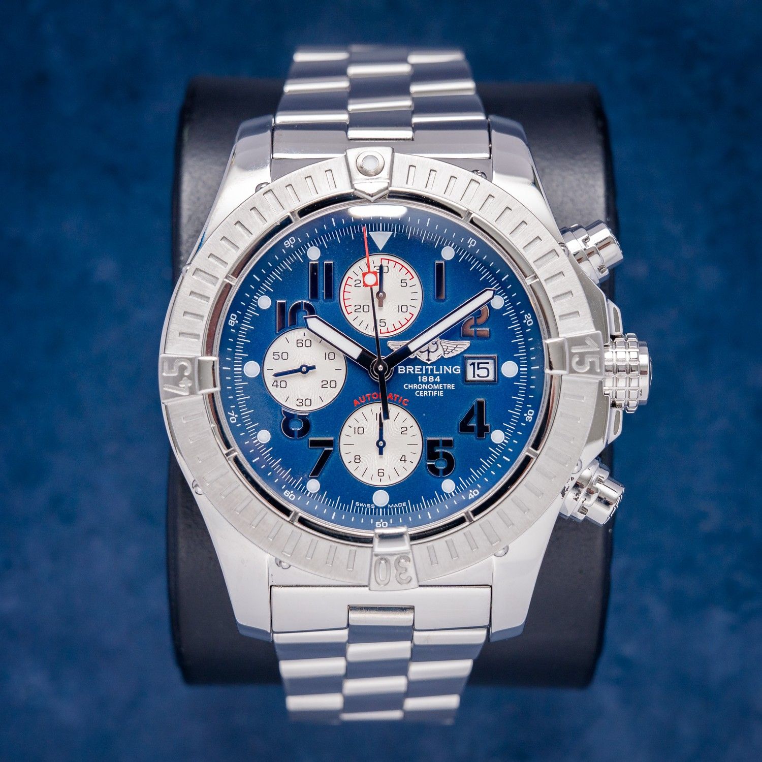 Breitling Super Avenger 48MM (A13370) - Steel - Navy Dial Chronograph - Box, Paper, Rubber Strap
