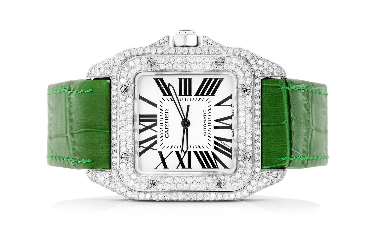 Icebox - Cartier Santos De Cartier 40MM - Fully Iced Out