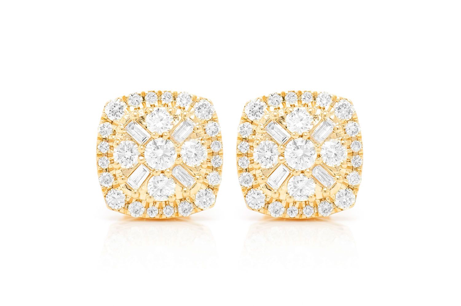 Icebox - Baguette Flower Stud Diamond Earrings 14k Solid
