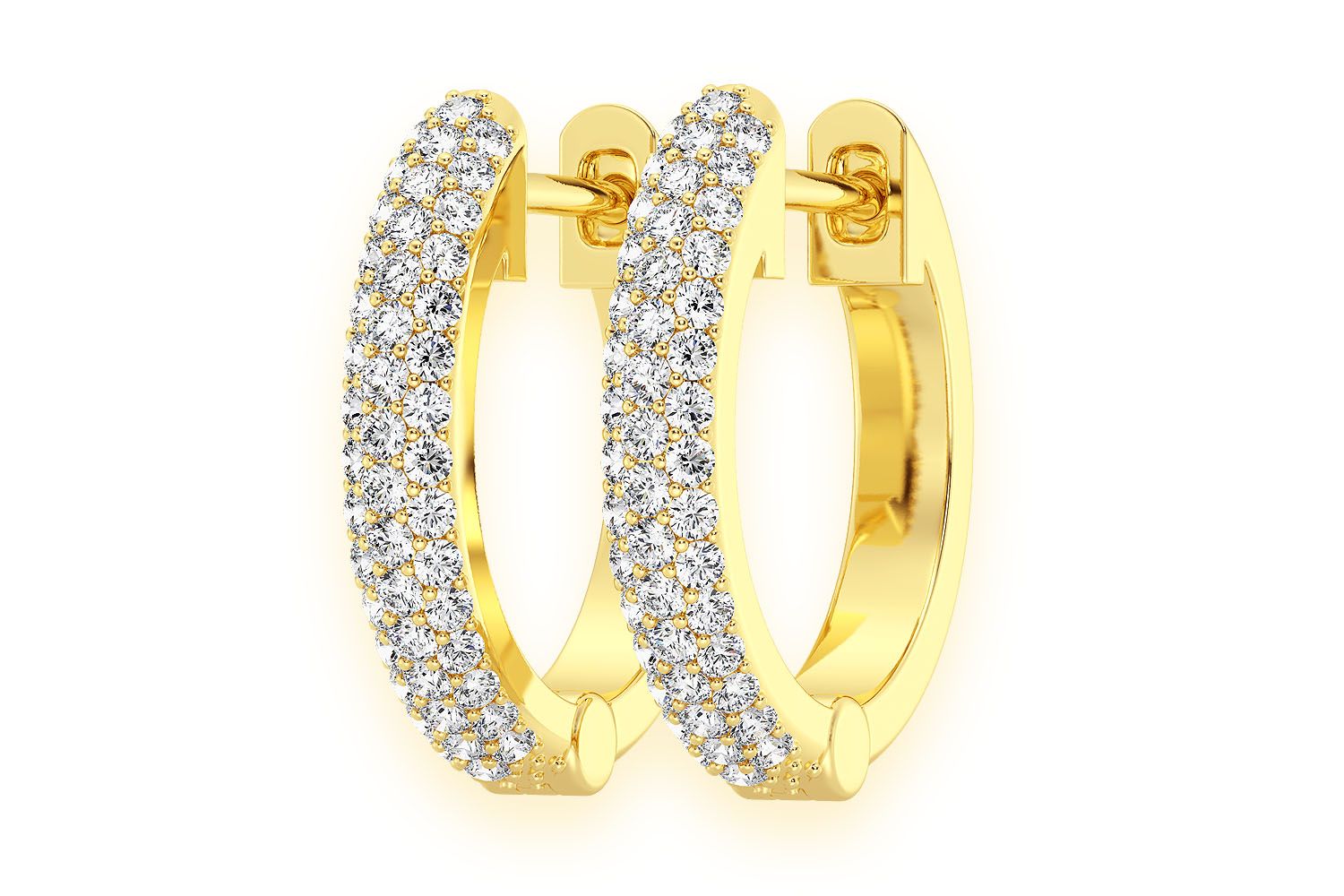 Icebox - Three Row Bubbly Hoop Diamond Earrings 14k Solid