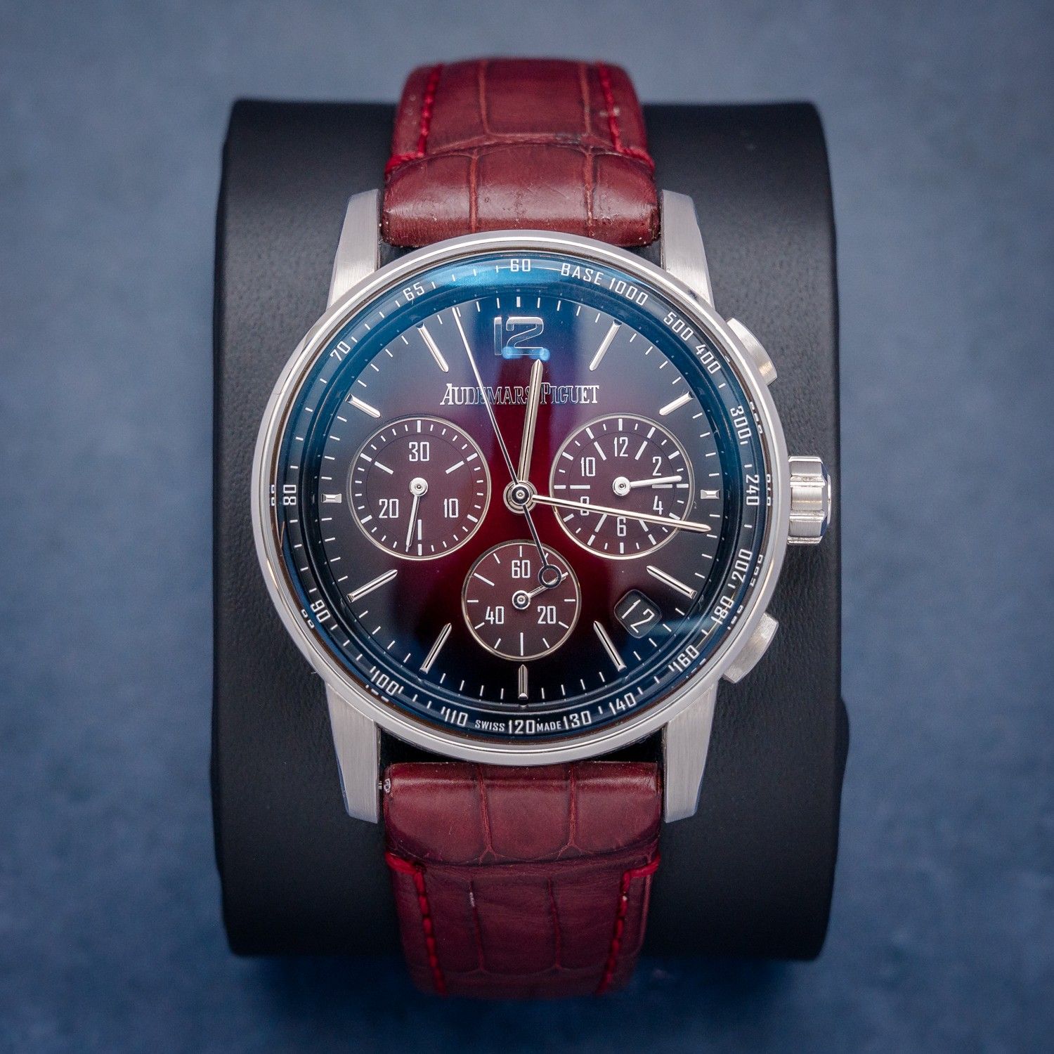 Audemars Piguet Code 11.59 41MM (26393BC.OO.A068CR.01) - White Gold - Burgundy Red Dial & Strap - Watch, Card & Box