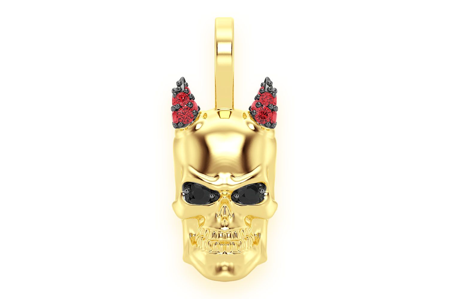 Icebox - Devil Horned Skull Pendant 14k