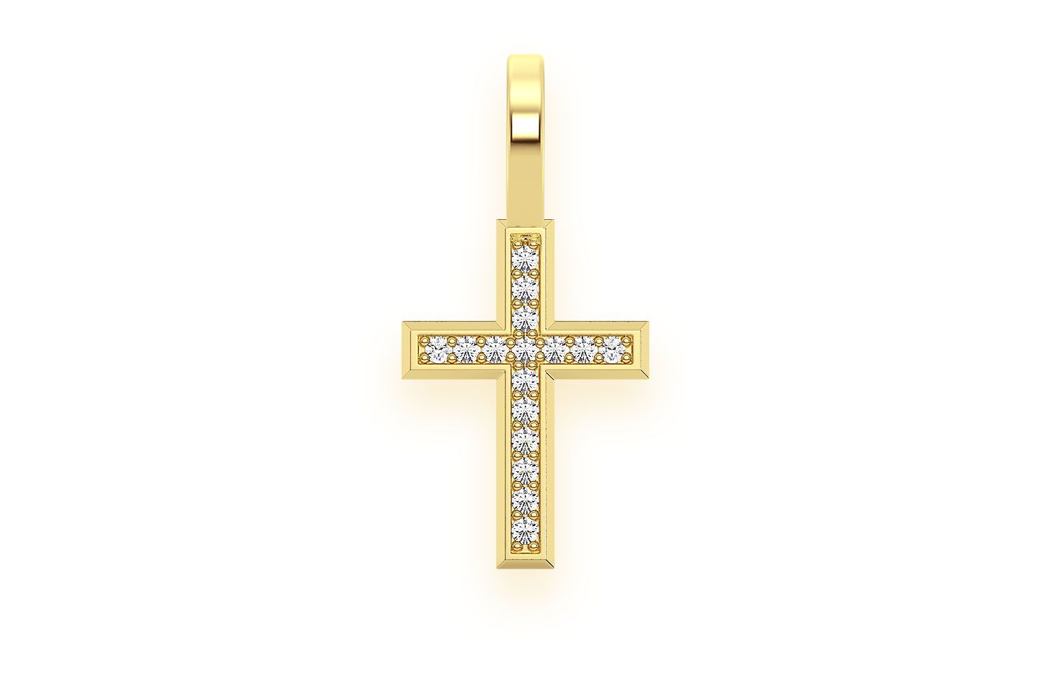 Icebox - Angled Cross Diamond Pendant 14k Solid Gold 0.05ctw