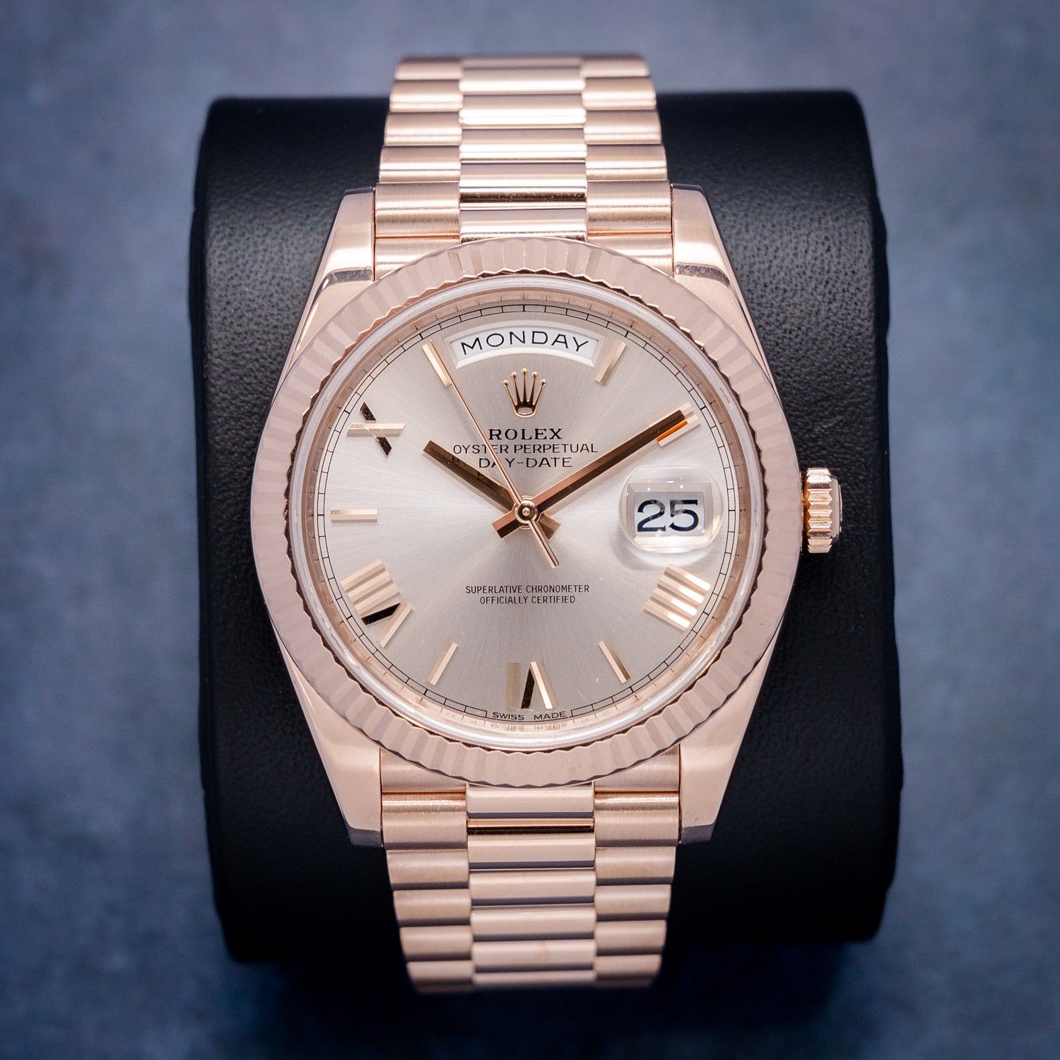 Rolex Day Date 40MM (228235) Rose Gold Presidential - Sundust Roman Dial - 2018 Card+WT & Box