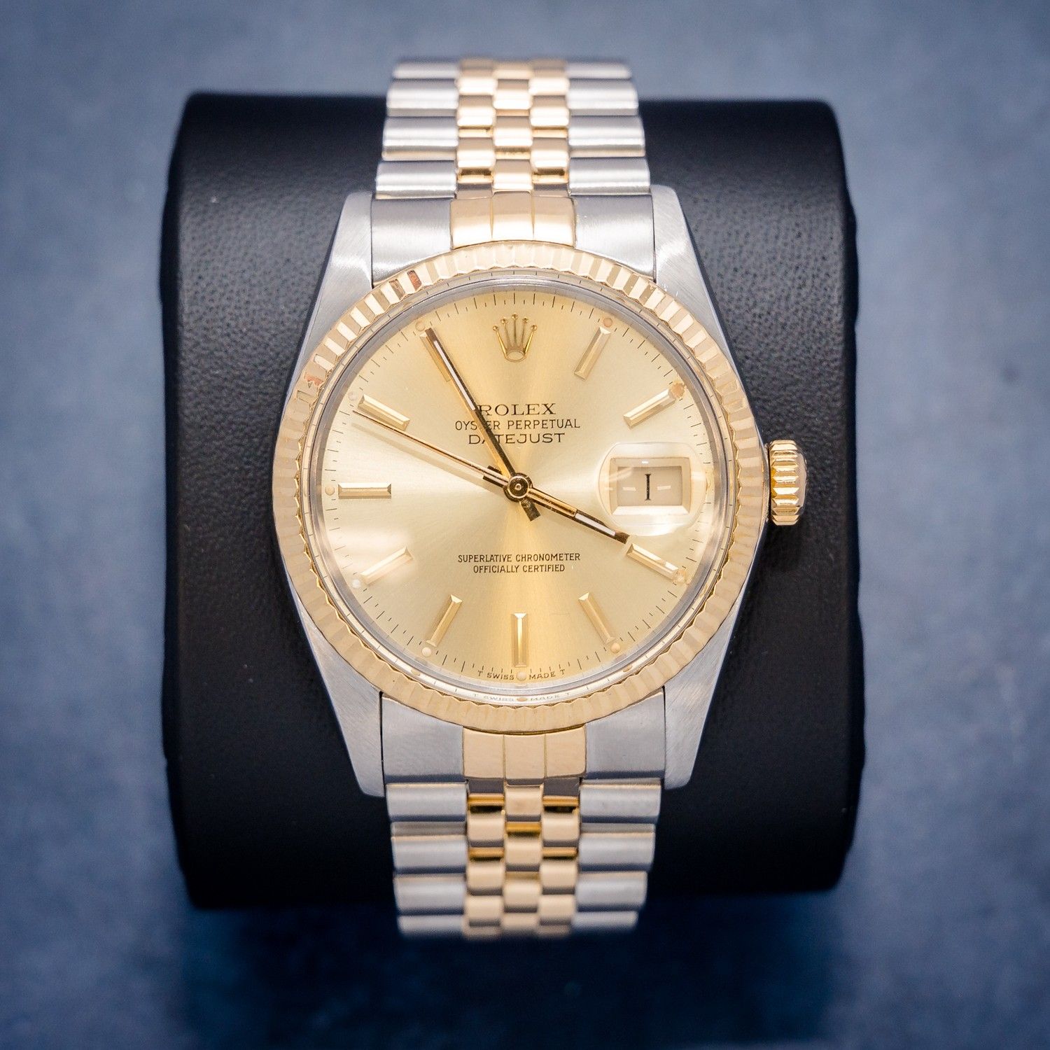 Rolex Datejust 36MM (16013) - Steel & Yellow Gold - Jubilee Brac - Champ Index Dial - Watch & Box