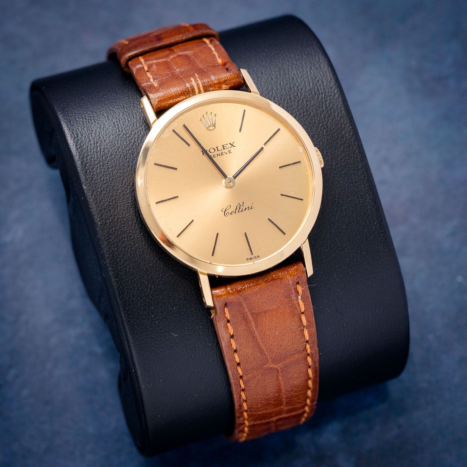 Rolex Cellini 32MM (MODEL # 4112) 1976 Production - Yellow Gold - Brown Leather Strap