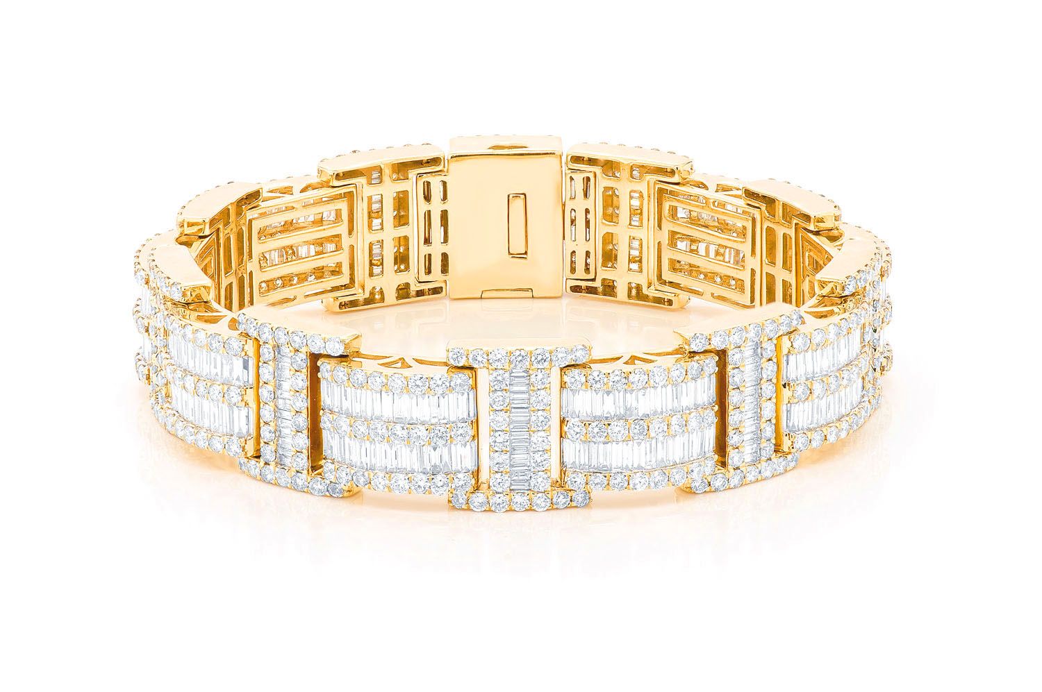 Icebox - 2 Row Baguette & Round Diamond Bracelet 14k Solid