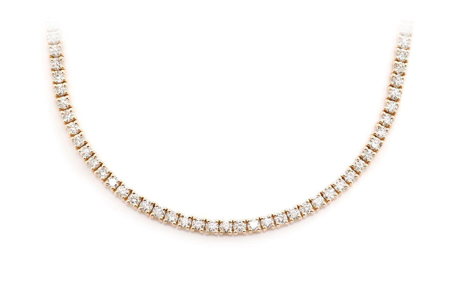 Tennis Chain × Iced Out Prong Chain Set Icebox - 4pt Prong Set Diamond Tennis Necklace 14k Solid Gold 8.75ctw