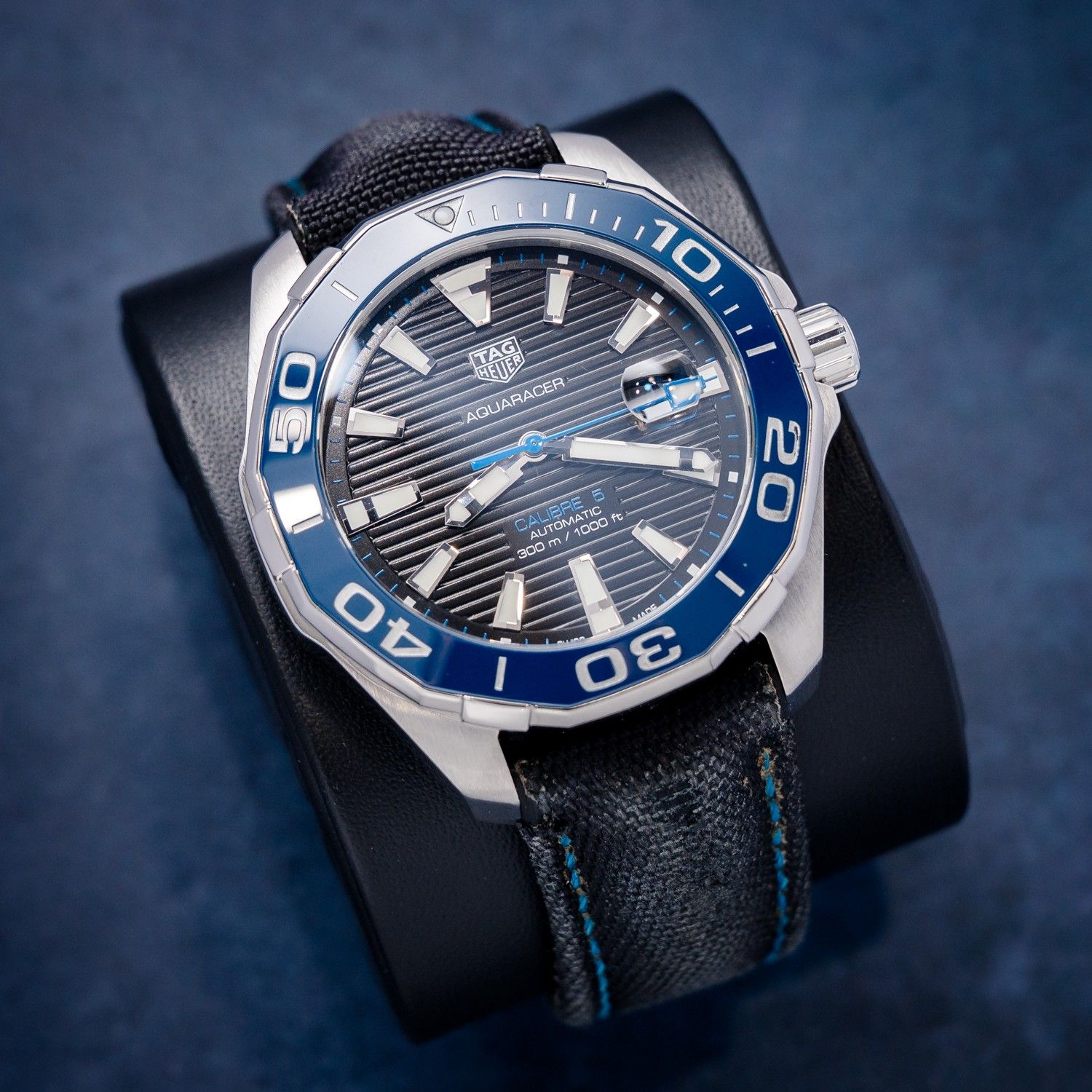 Tag Heuer Aquaracer Calibre 5 - Blue Ceramic - Black Strap - Watch & Card
