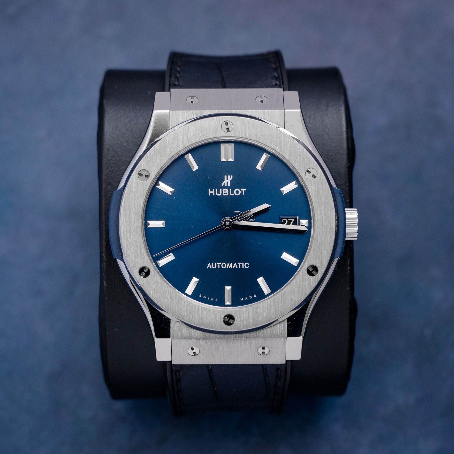 Hublot Classic Fusion 45MM (511.NX.7170.LR) Titanium Blue Leather - Watch & Box