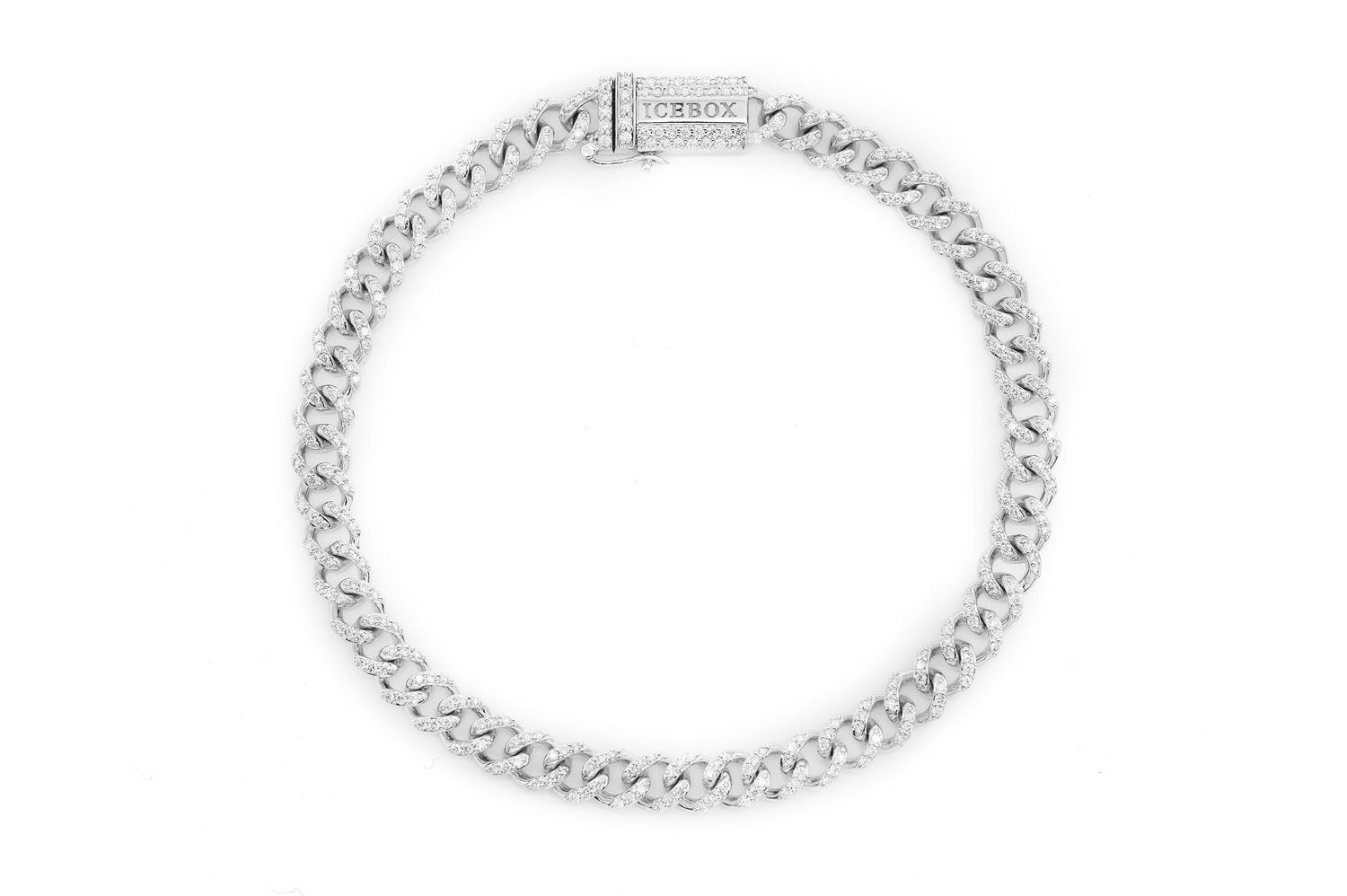 【CRAFTD London】日本未入荷 ★Half Iced Cuban Bracelet 8mm 8mm Iced Diamond Miami Cuban Link Bracelet - Silver | CRAFTD
