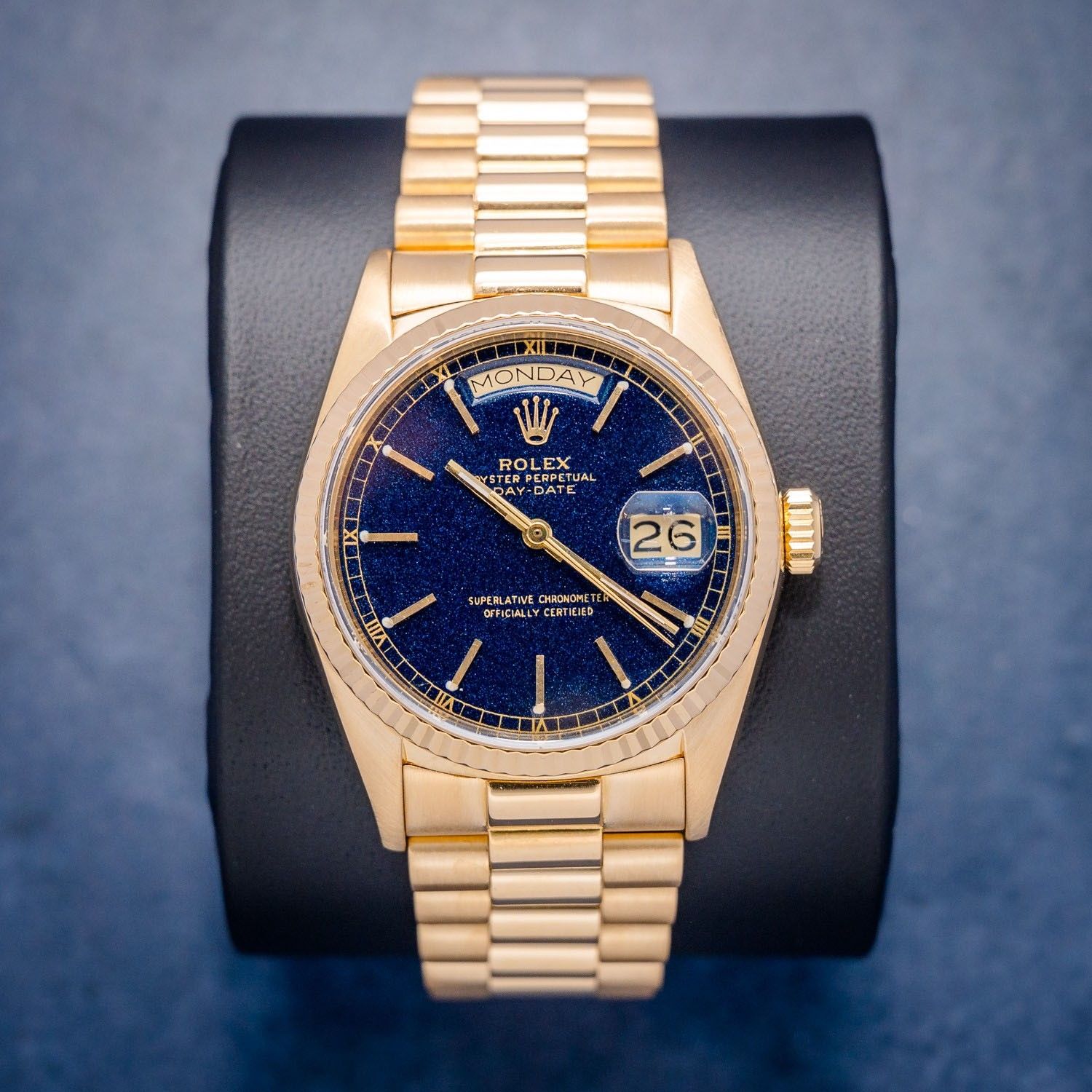 Rolex Day-Date 36MM - Yellow Gold Presidential - (18038) - Blue Index Dial - Watch, Undated Papers, Box