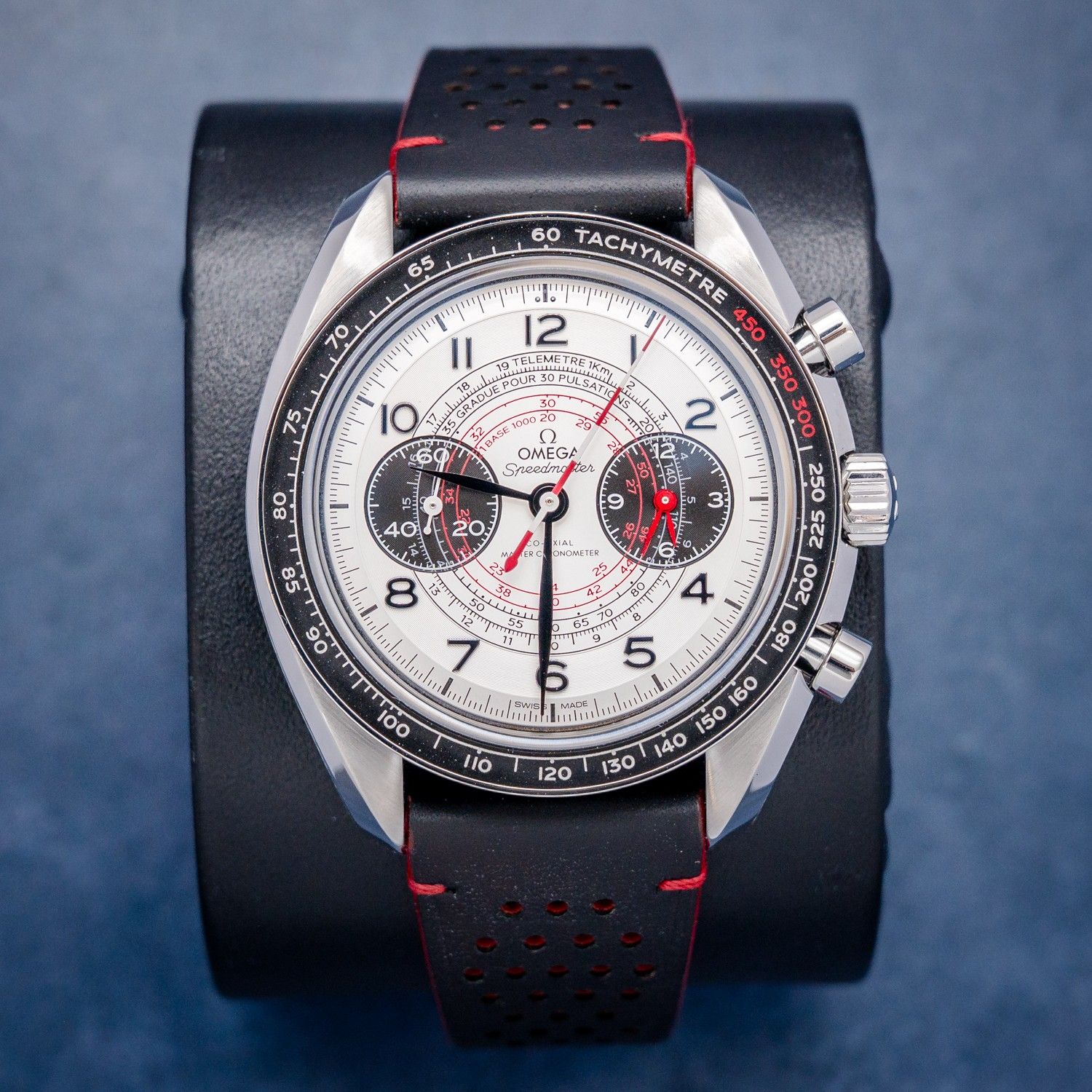 Omega Speedmaster Chronoscope Co-axial 43MM (329.30.43.51.02.002) Silver Dial, Black Leather, Watch & Box