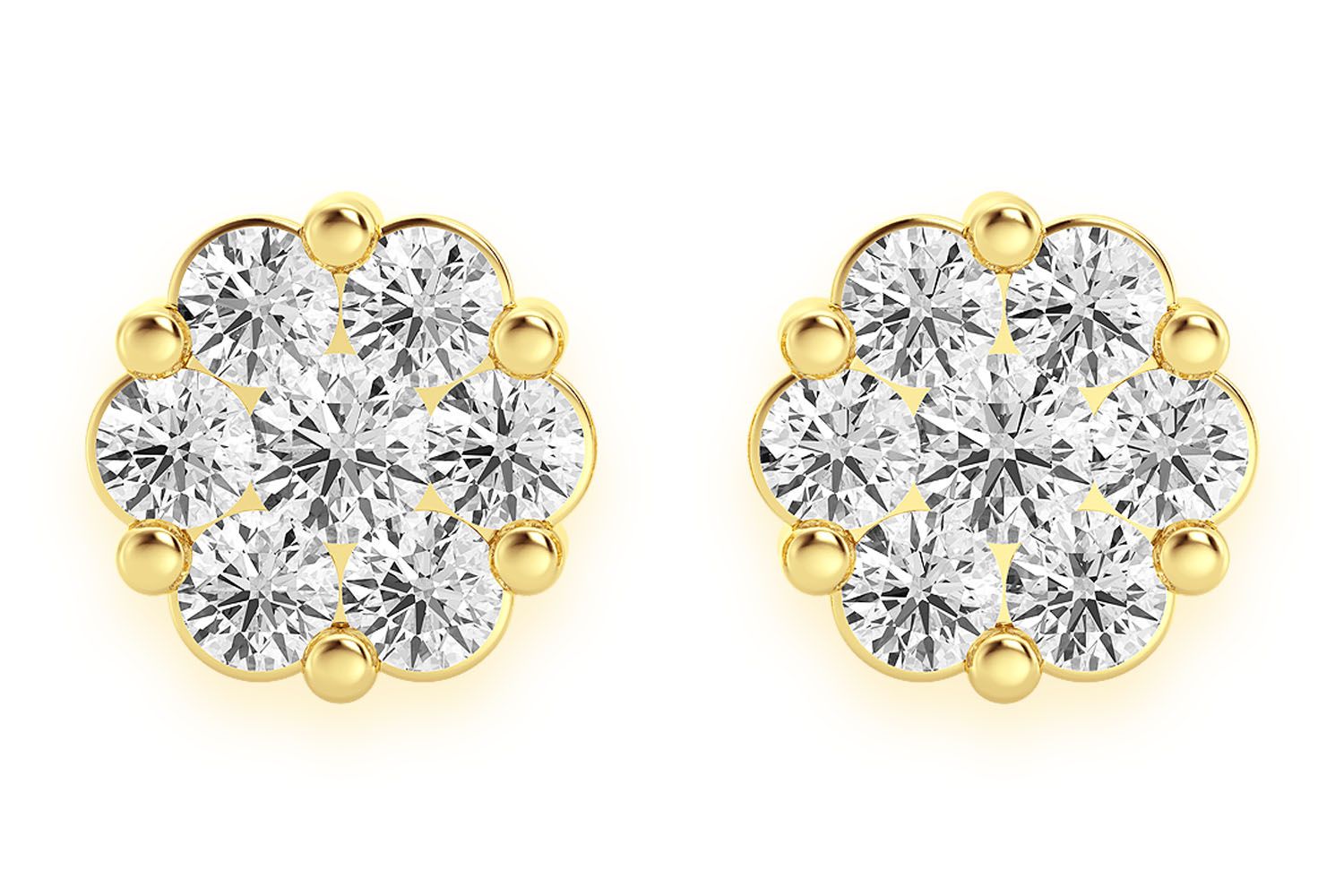 ICEBOX ダイヤモンドピアス Icebox - 4.00ctw Flower Stud Diamond Earrings 14k Solid Gold