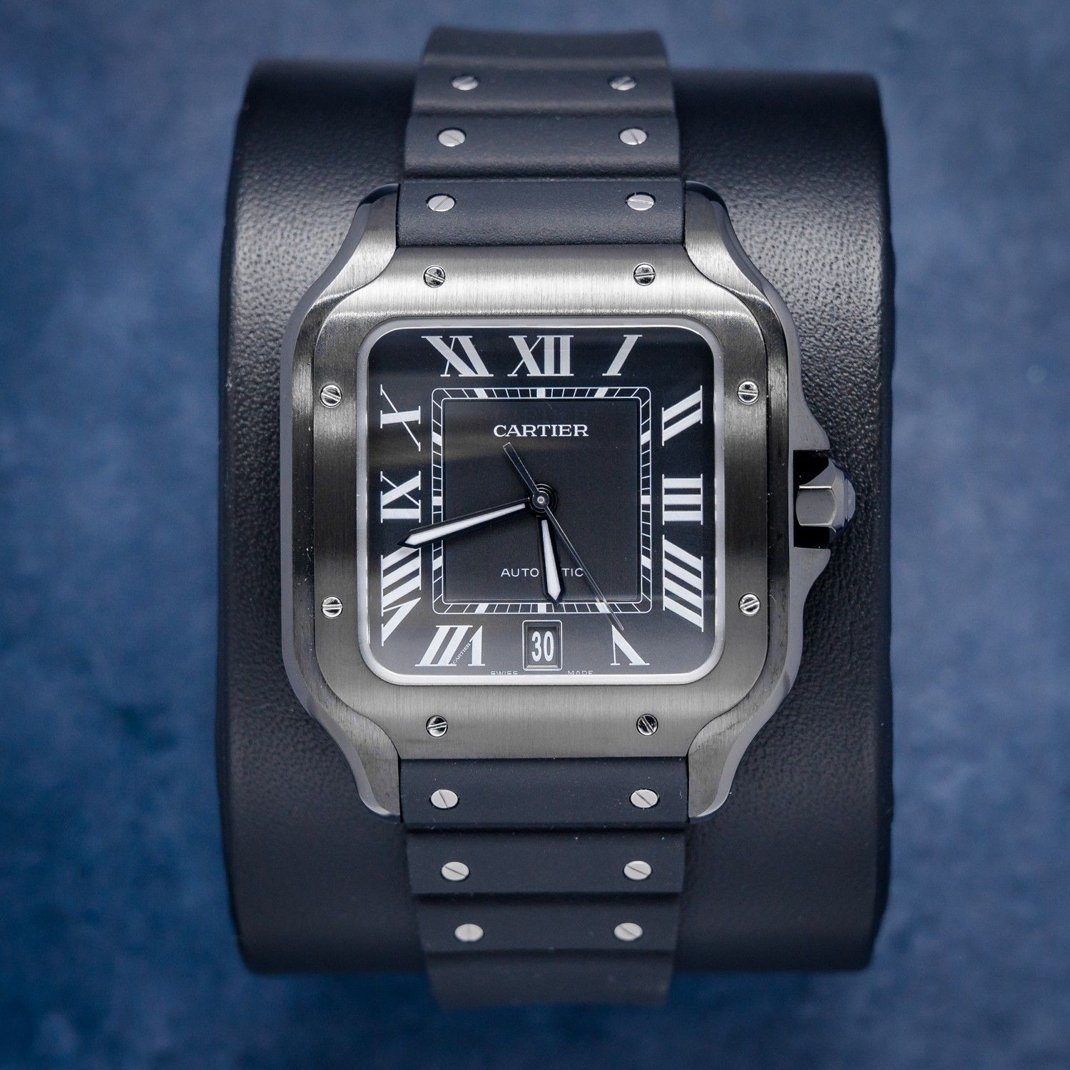 Cartier Santos Large 40MM (WSSA0039) Black Dlc - Black Rubber Strap - 2026 Card & Box