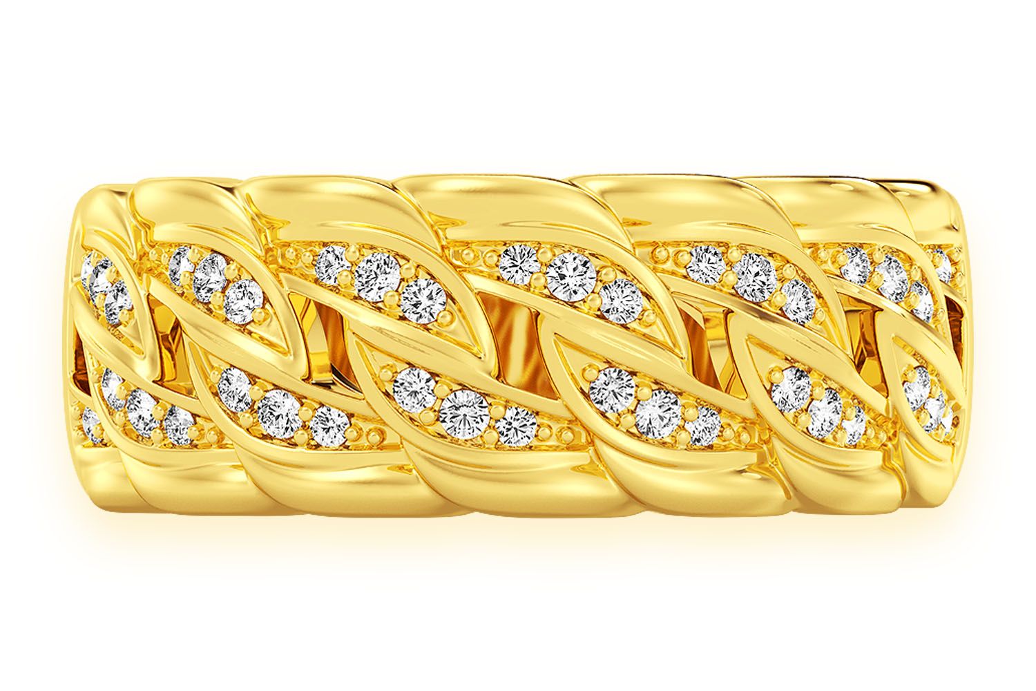 Icebox - Twisted Miami Cuban Diamond Band 14k Solid Gold 0.20ctw