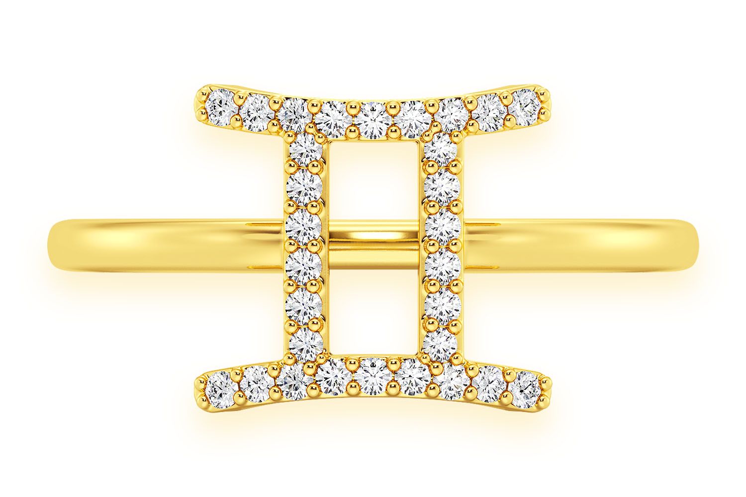 Icebox - Gemini Zodiac Ring 14k Solid Gold 0.12ctw