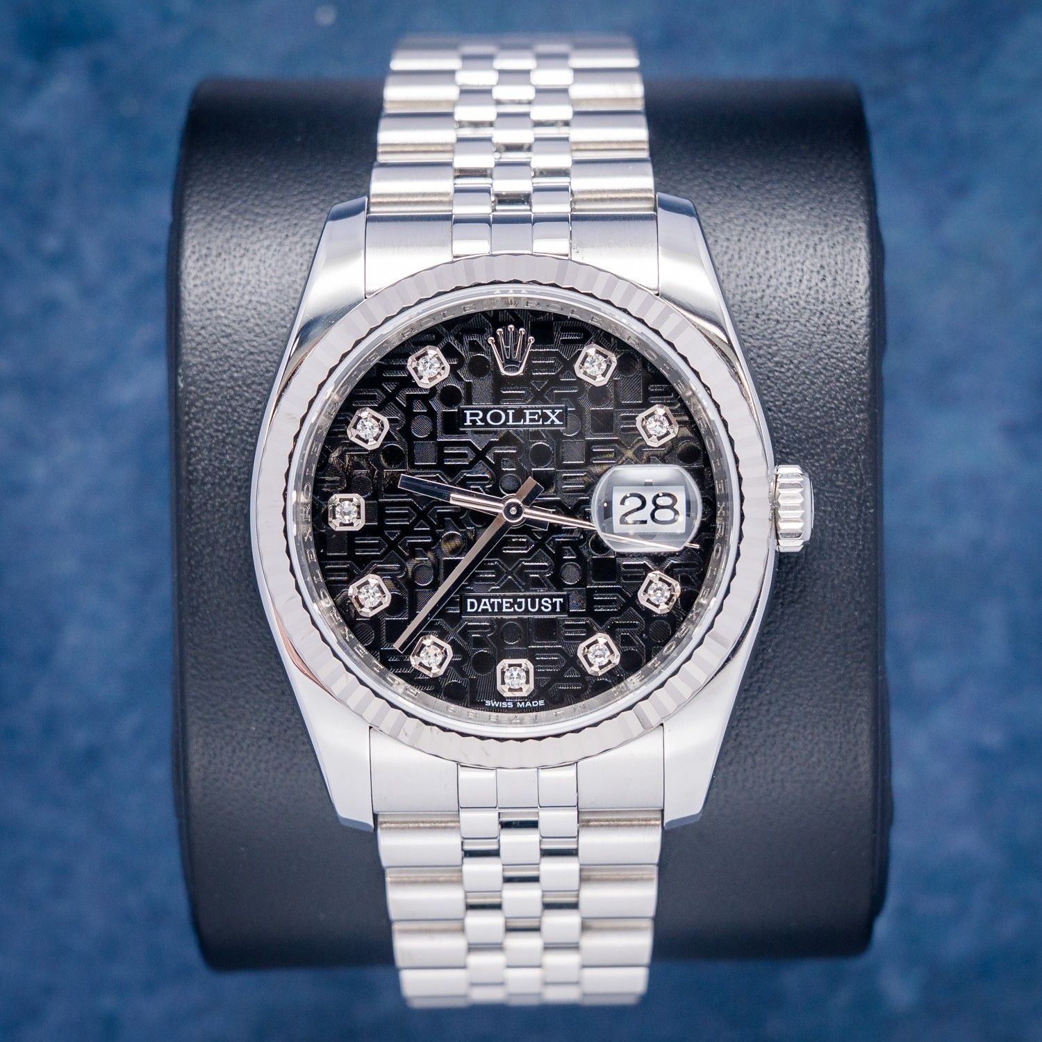 Rolex Datejust 36MM (116234) - Steel & White Gold - Jubilee - Black Jub Diamond Dial - Steel - 2008 Card & Box - (SW1133)