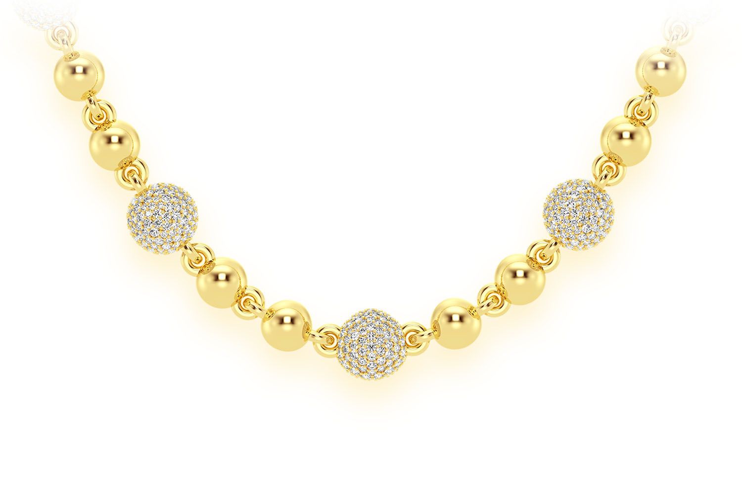 Icebox - Diamond Bead Ball Chain 14k Solid Gold 13.00ctw