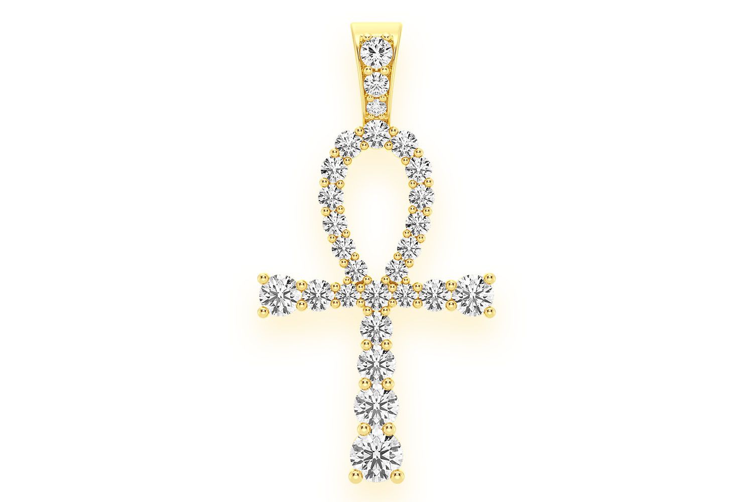 Icebox - Graduated Egyptian Ankh Diamond Pendant 14k Solid