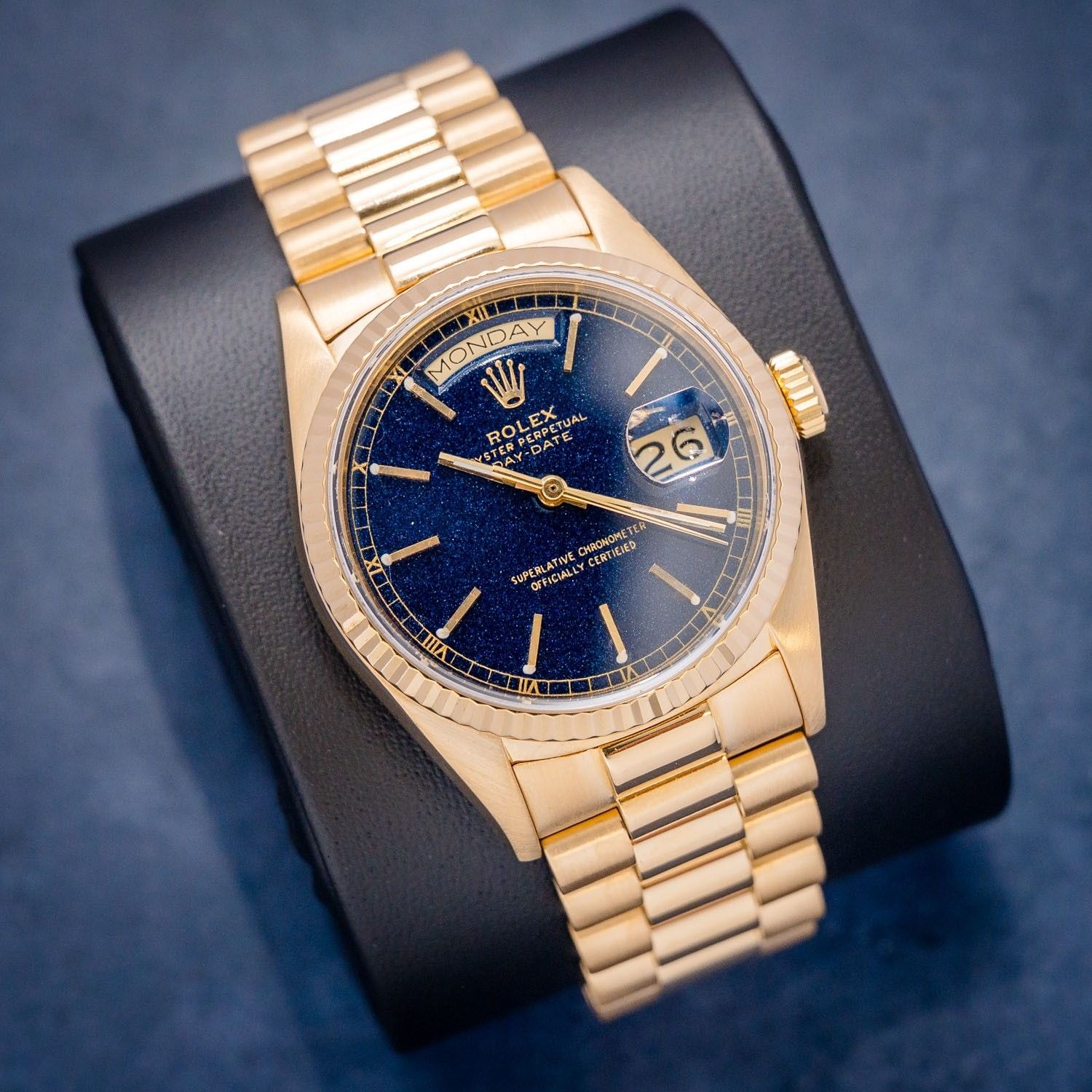 Rolex Day-Date 36MM - Yellow Gold Presidential - (18038) - Blue Index Dial - Watch, Undated Papers, Box