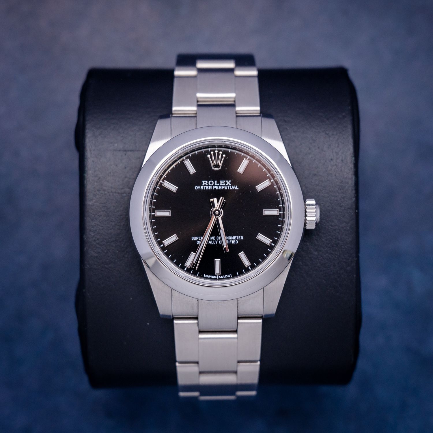 SWISSWATCHES - Rolex Op Stainless Steel Black Dial W/card