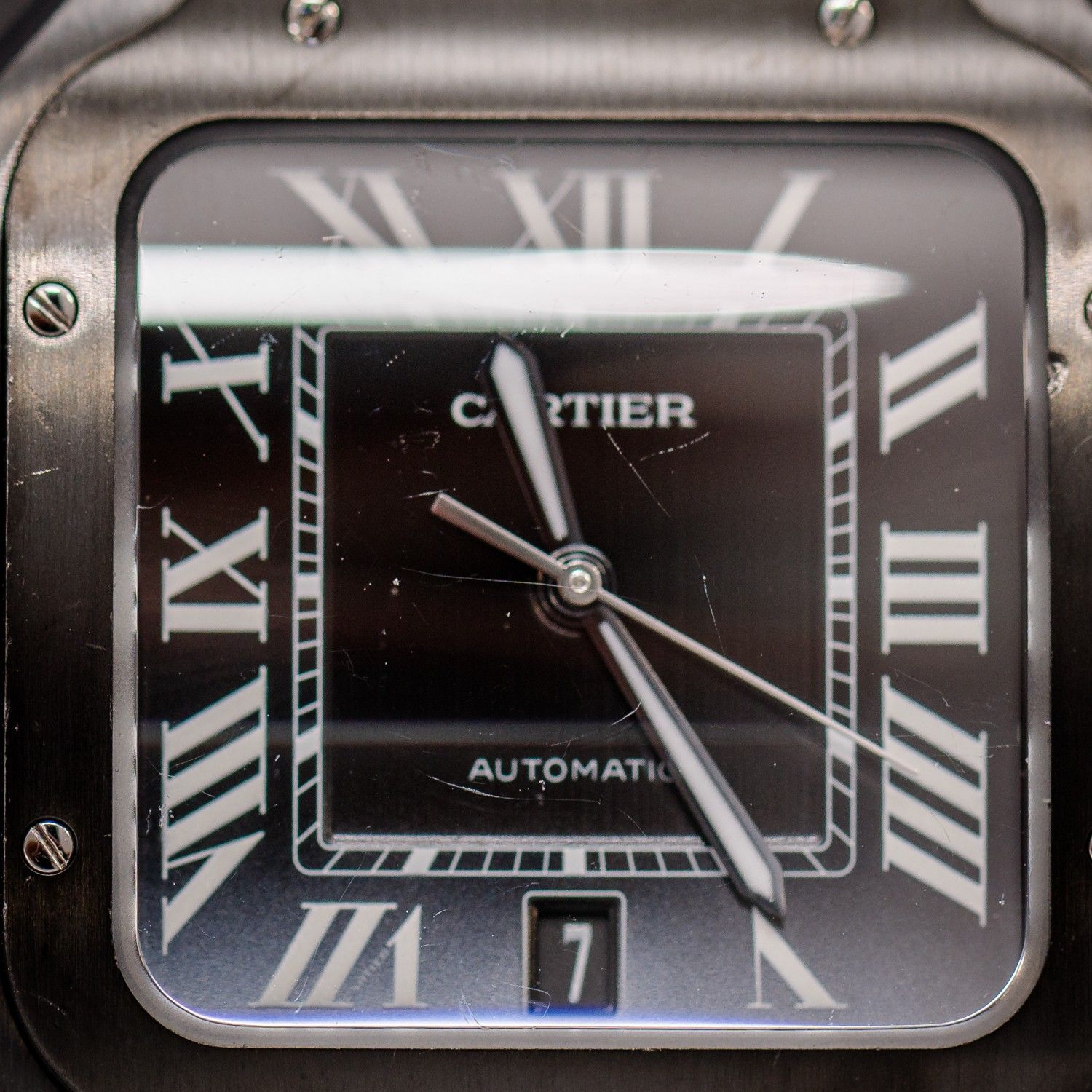 Cartier Santos Large 40MM (WSSA0039) Black Dlc - Black Rubber Strap - Scratches - Watch & Box