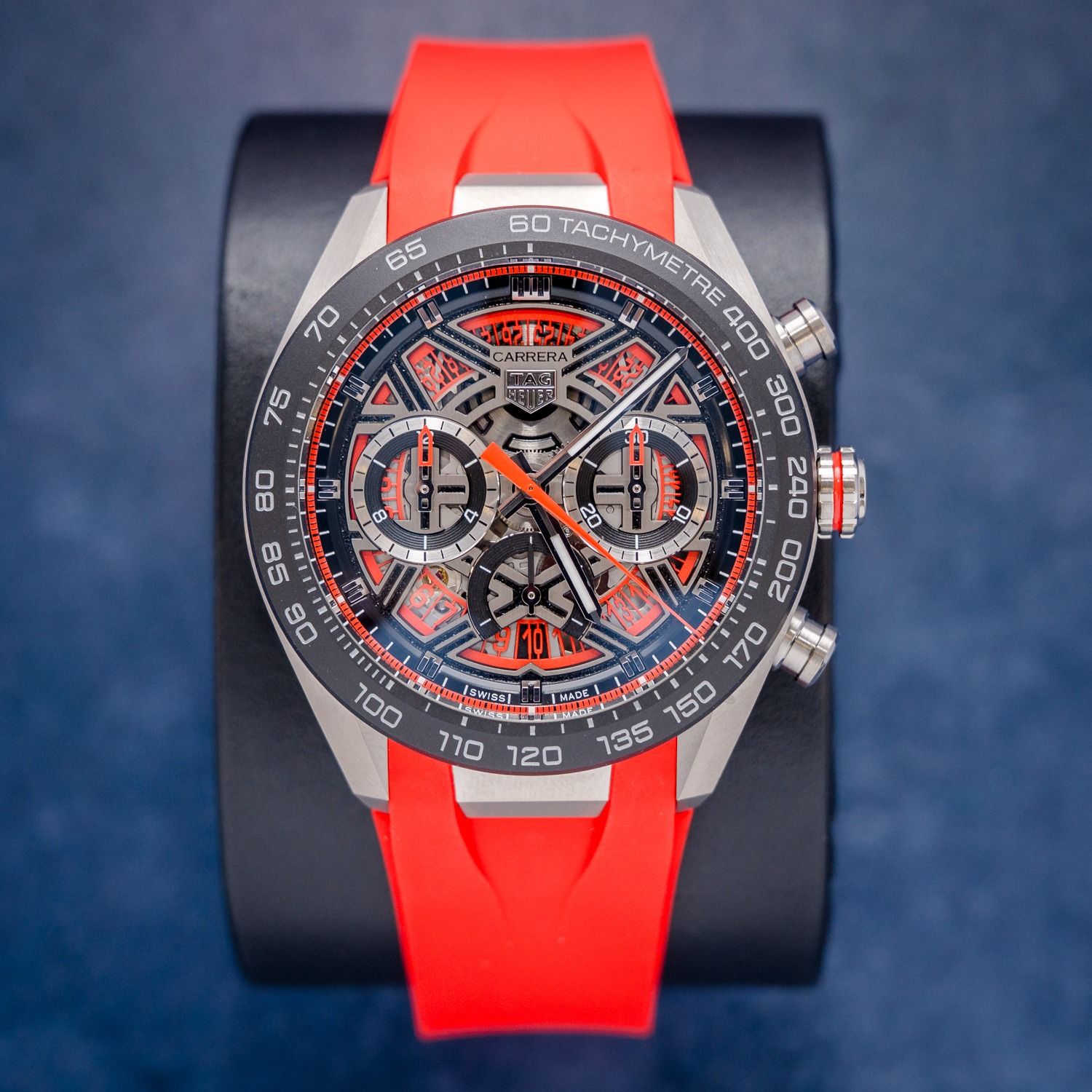Tag Heuer Carrera 44MM (CBU2082) Titanium - Red Strap - Big Box Included - Unworn