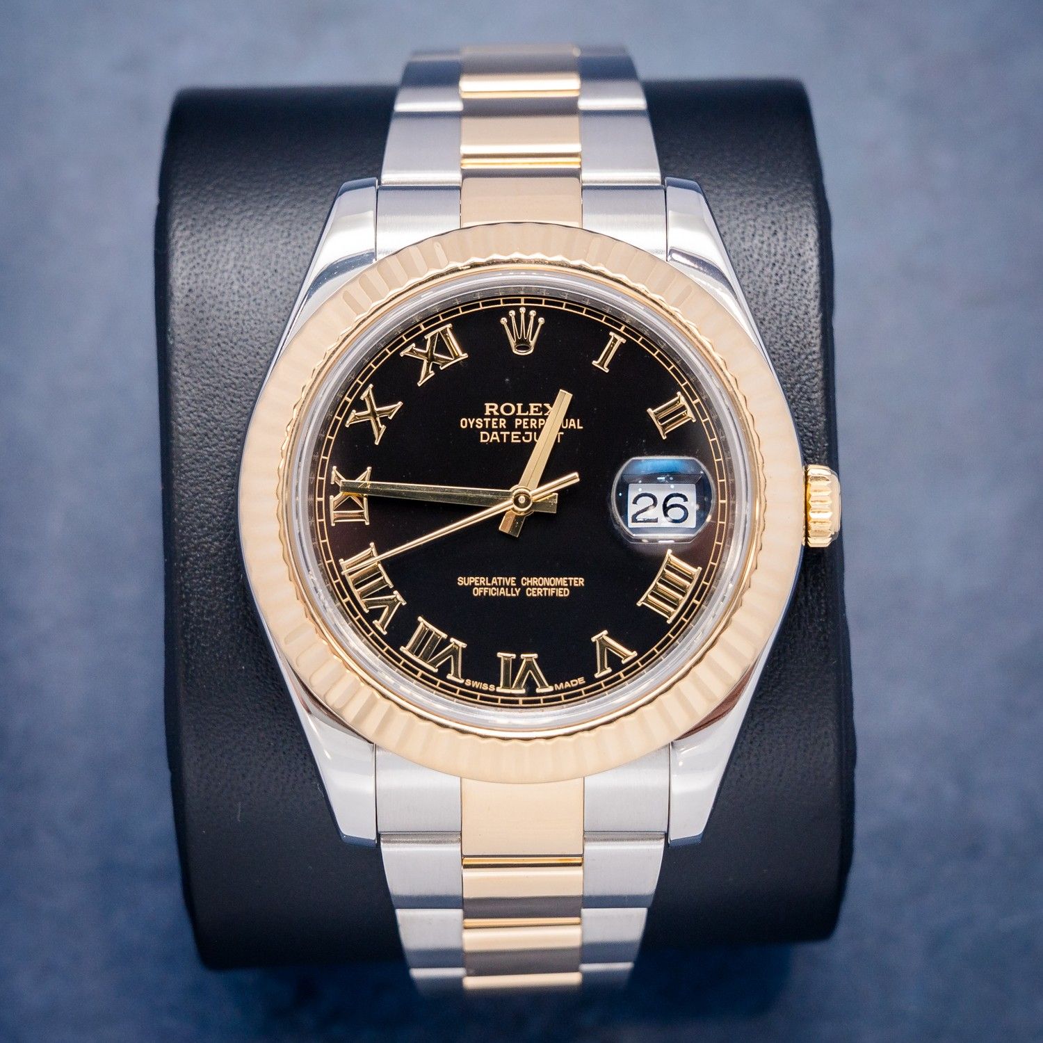 Rolex - Datejust II - 41MM (116333) - Steel & Yellow Gold - Black Roman Dial - Oyster Bracelet - 2014 Card & Box