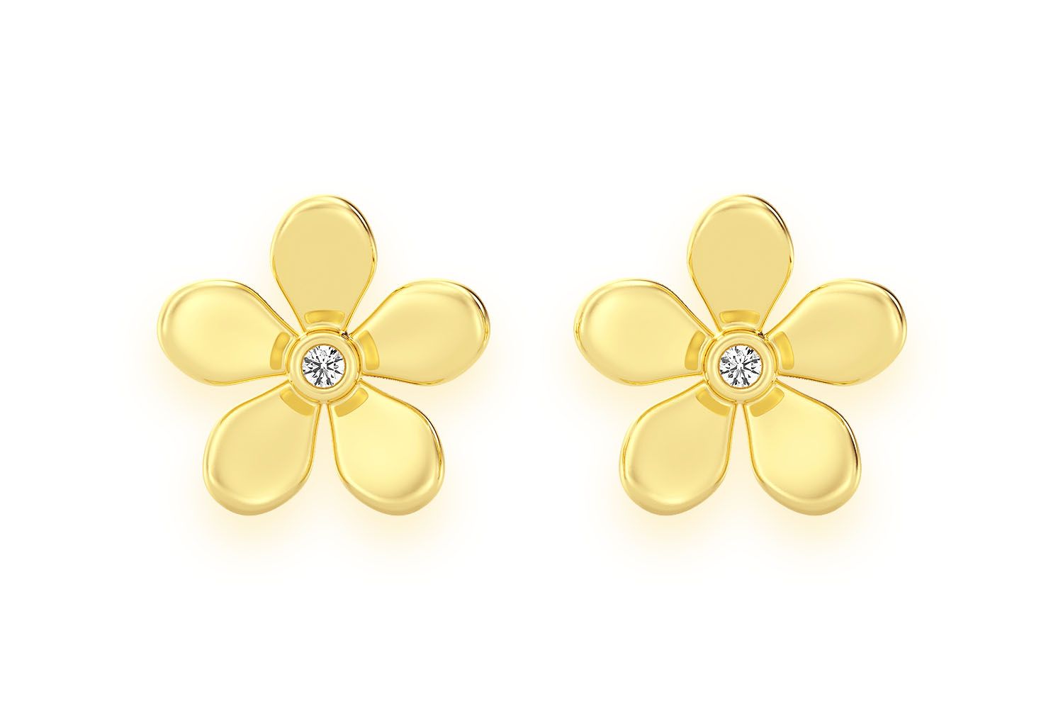 Icebox - Flower Petal Diamond Earrings 14k Solid Gold 0.02ctw