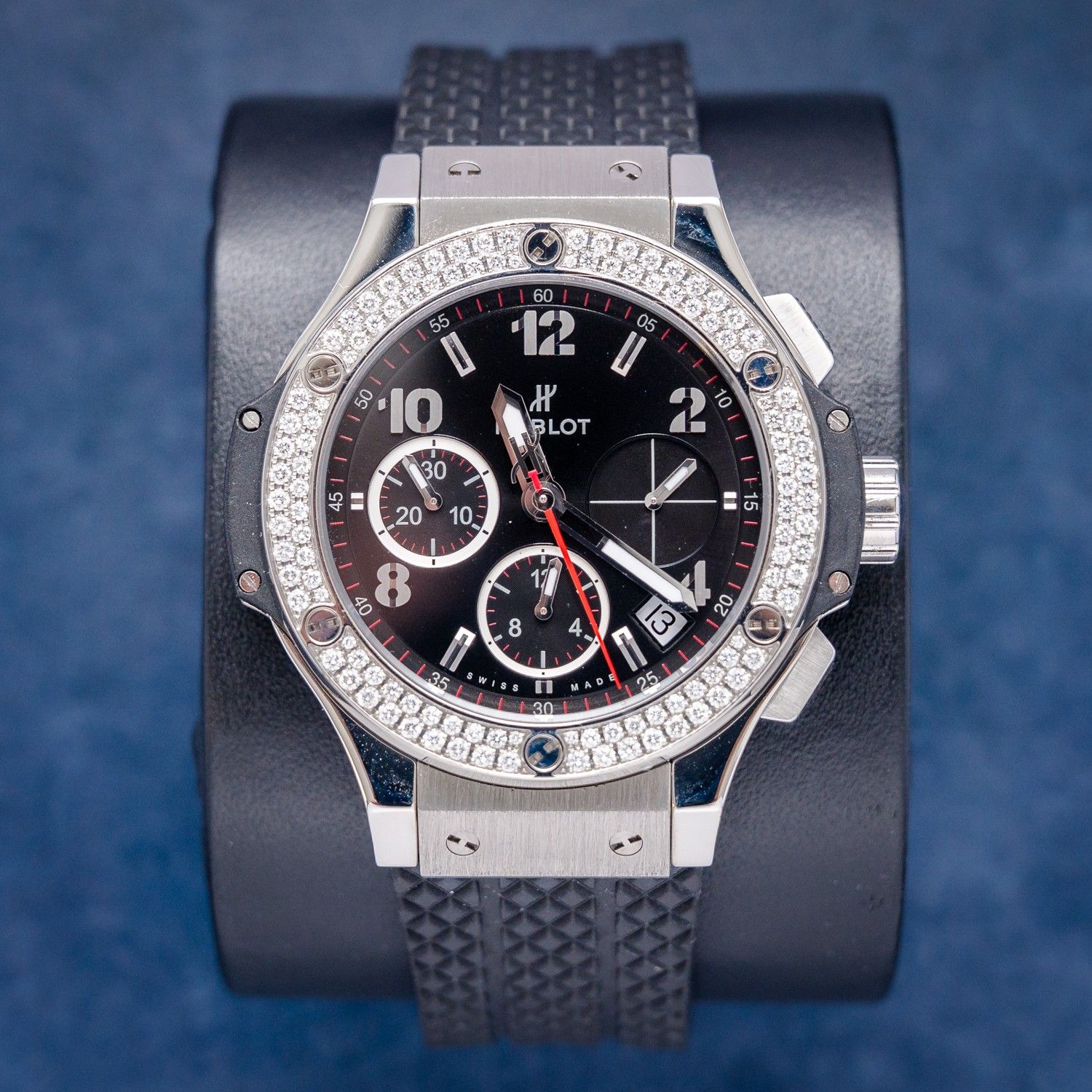 Hublot Big Bang 41MM (342.SX.130.RX.114) - Chronograph - Black Rubber Strap - Factory Diamond Bezel