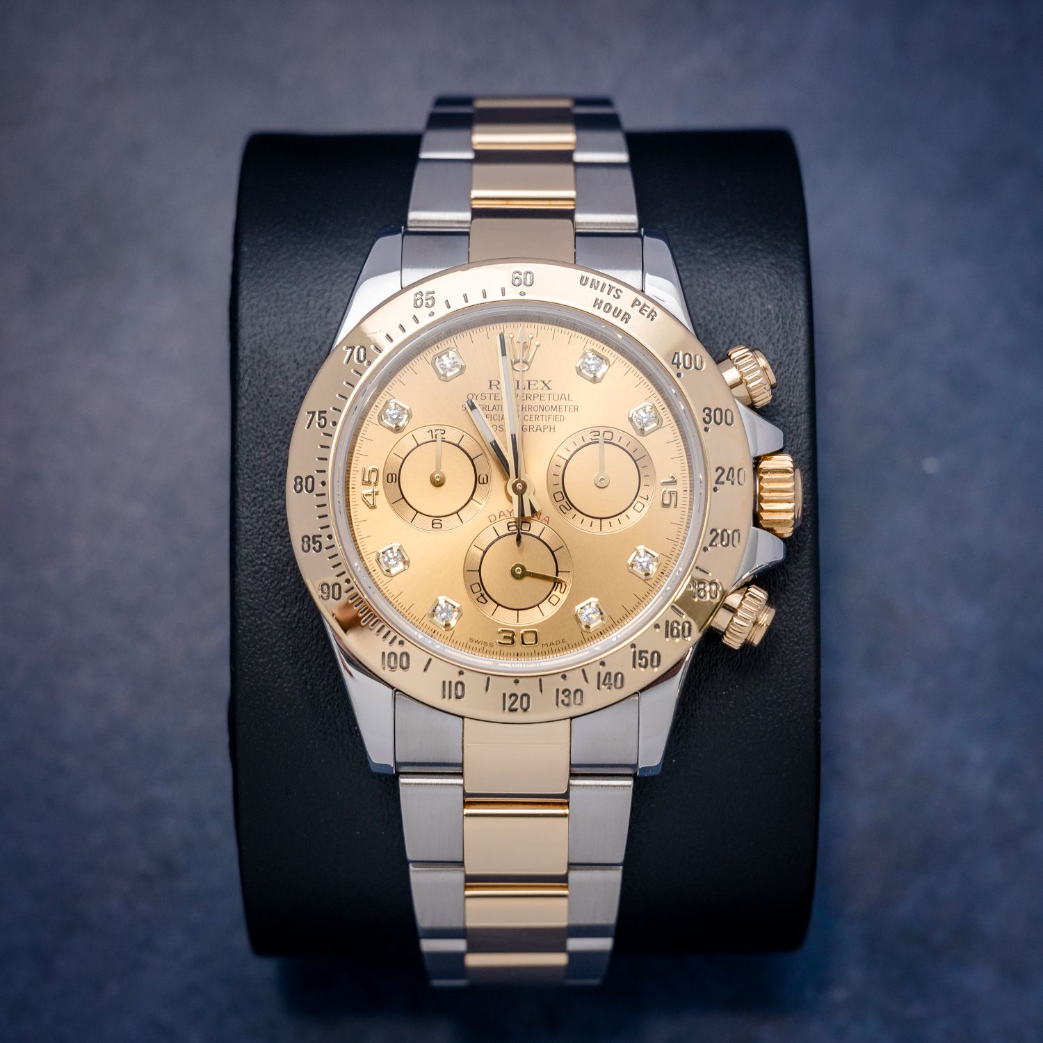 Rolex Daytona (116523) Steel & Yellow Gold - Champagne Diamond Dial - (Scrambled) - Watch & Box